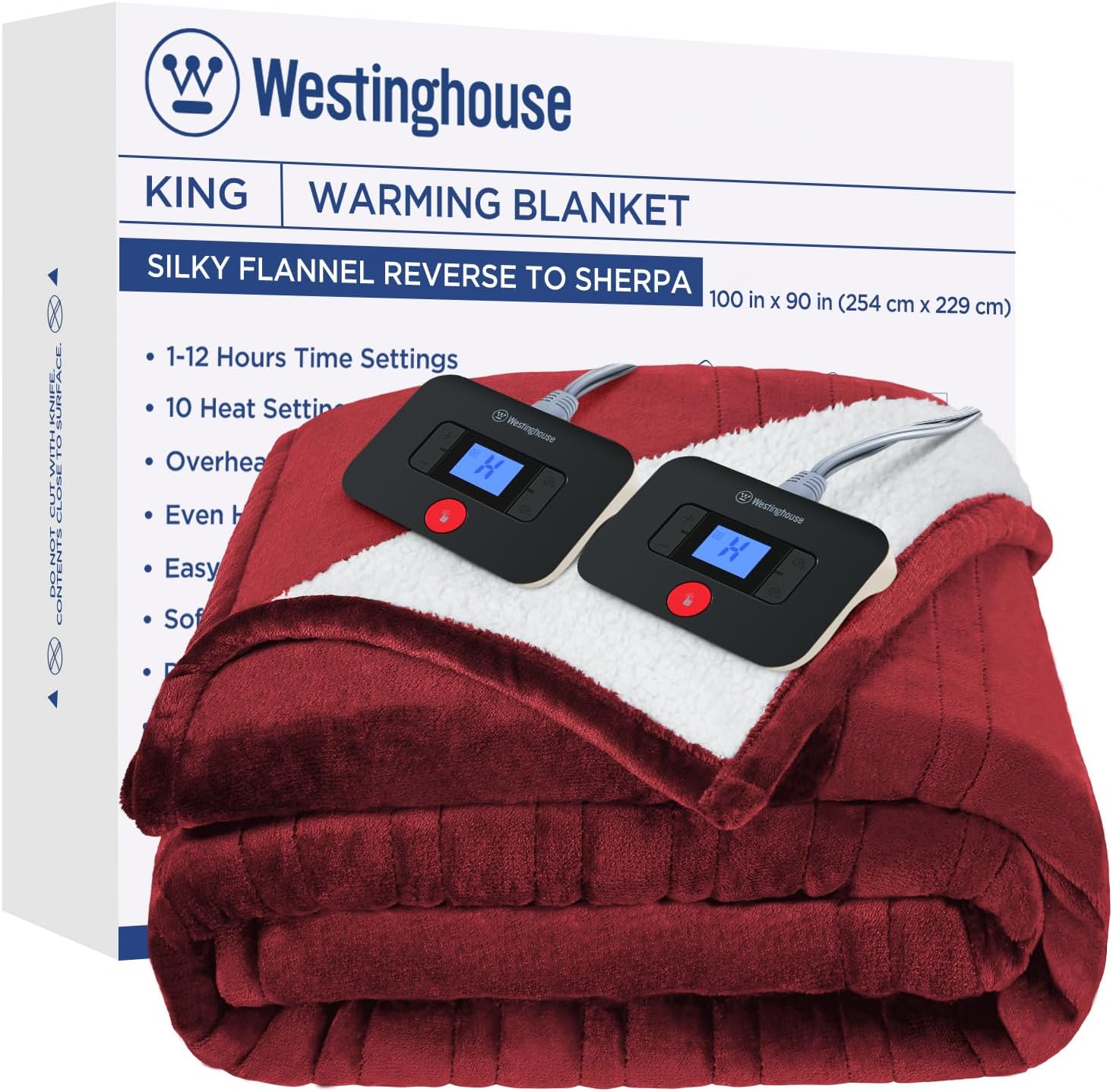 Westinghouse Heated Throw Blanket, Electric Blanket Throw with 6 Heating Levels and 2-10 Hours Time Settings, Flannel to Sherpa Super Cozy Heated Blanket Machine Washable, 50x60 inch, Charcoal