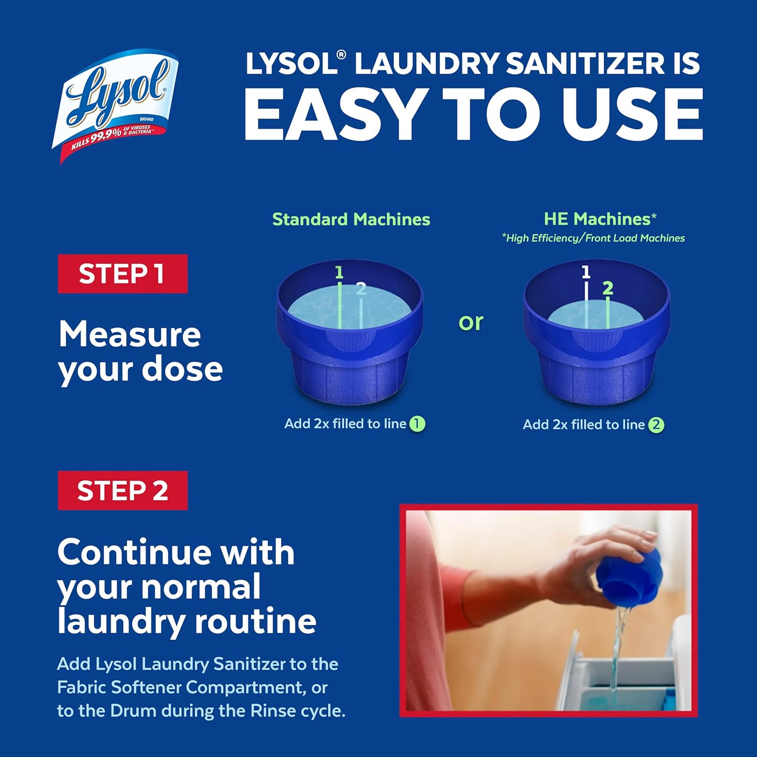 Lysol Sport Laundry Sanitizer Additive, Sanitizing Liquid for Gym Clothes and Activewear, Eliminates Odor Causing Bacteria, 90oz