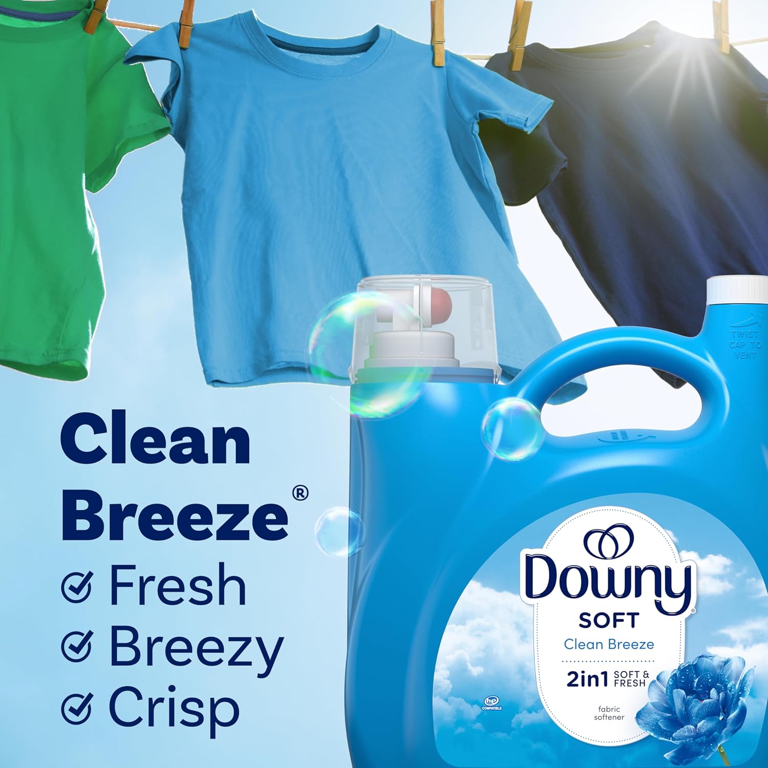 Downy Fabric Softener Liquid, April Fresh Scent, 140 fl oz, 190 Loads, HE Compatible