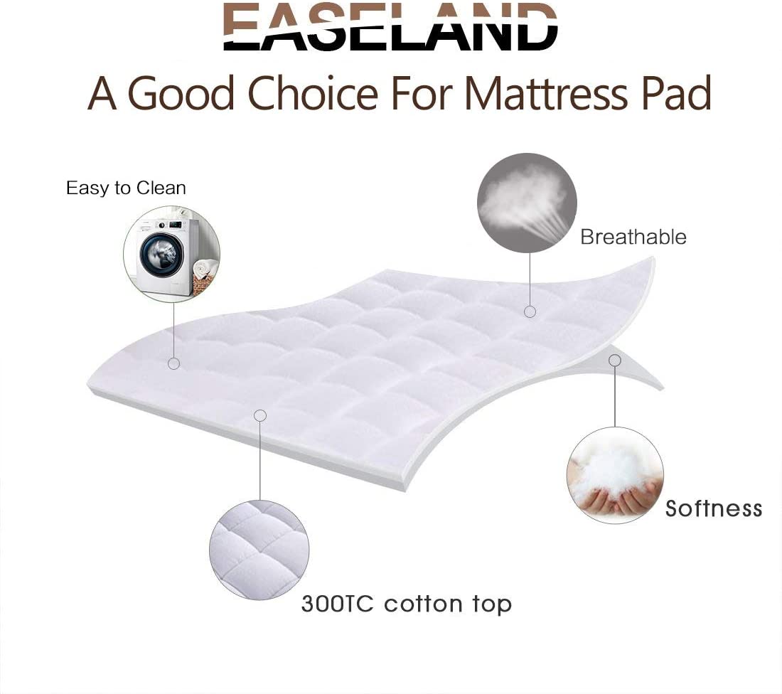 Queen Size Mattress Pad Pillow Top Mattress Cover Quilted