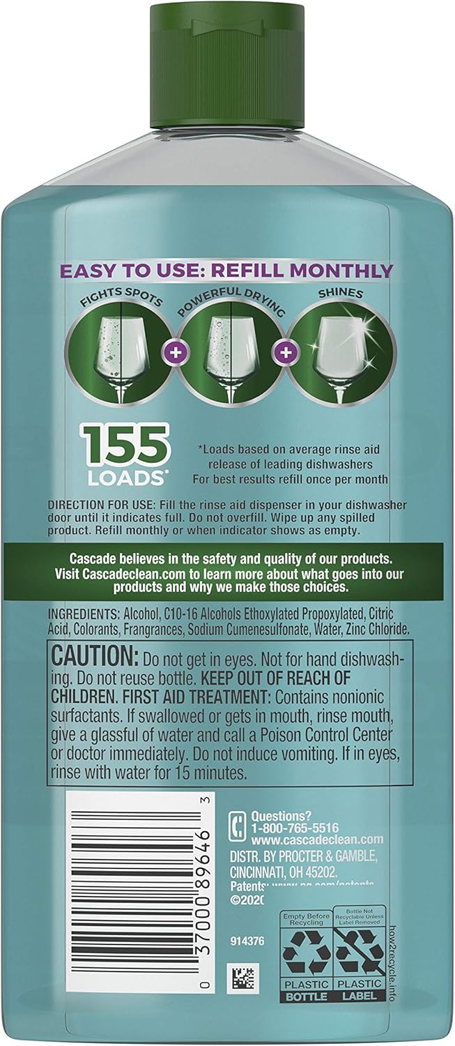 Cascade Power Dry Dishwasher Rinse Aid, 16 fl oz