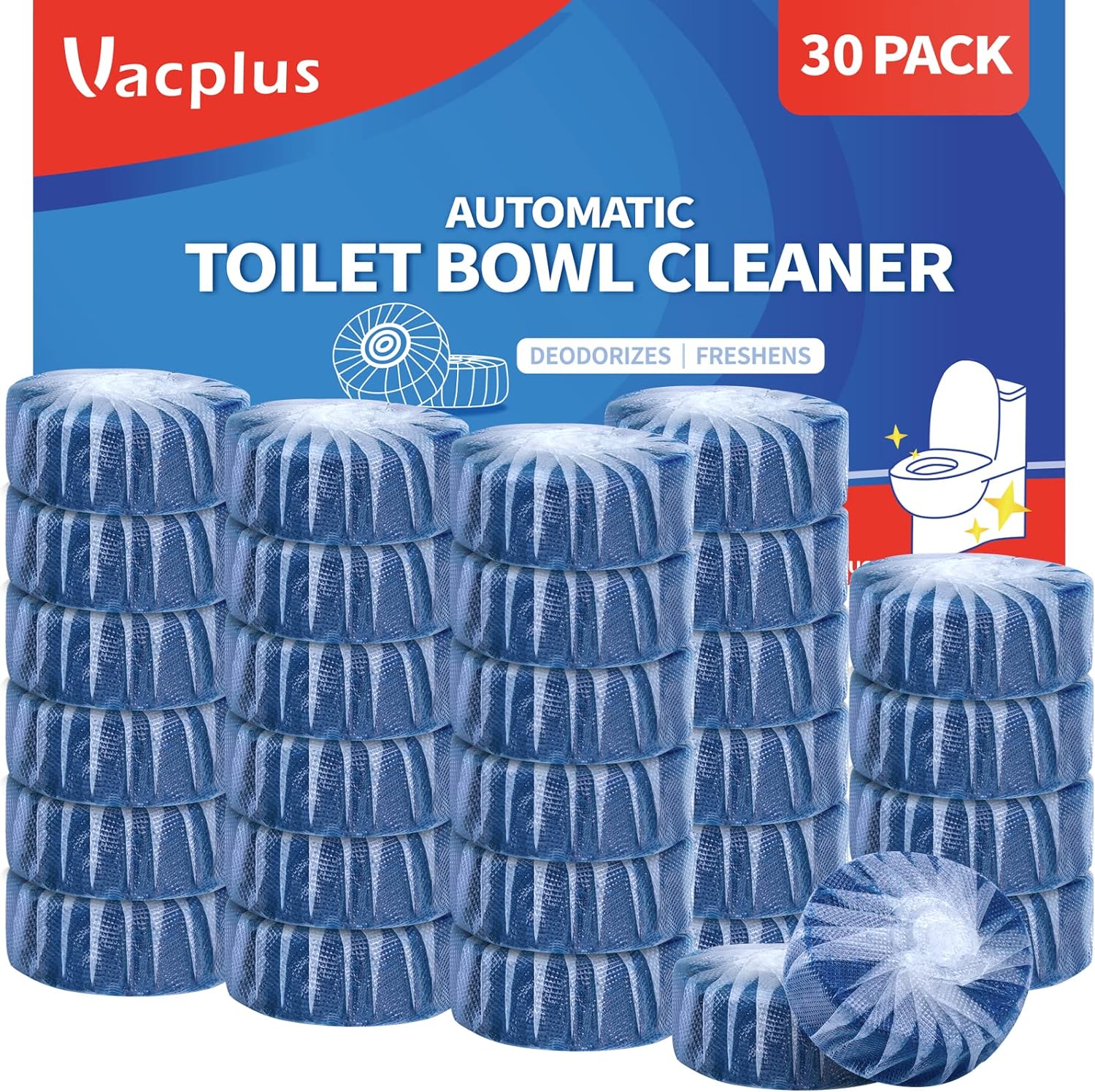 Vacplus Automatic Toilet Bowl Cleaner Tablets, Bathroom Toilet Tank Cleaner (12 PACK), VA-T165
