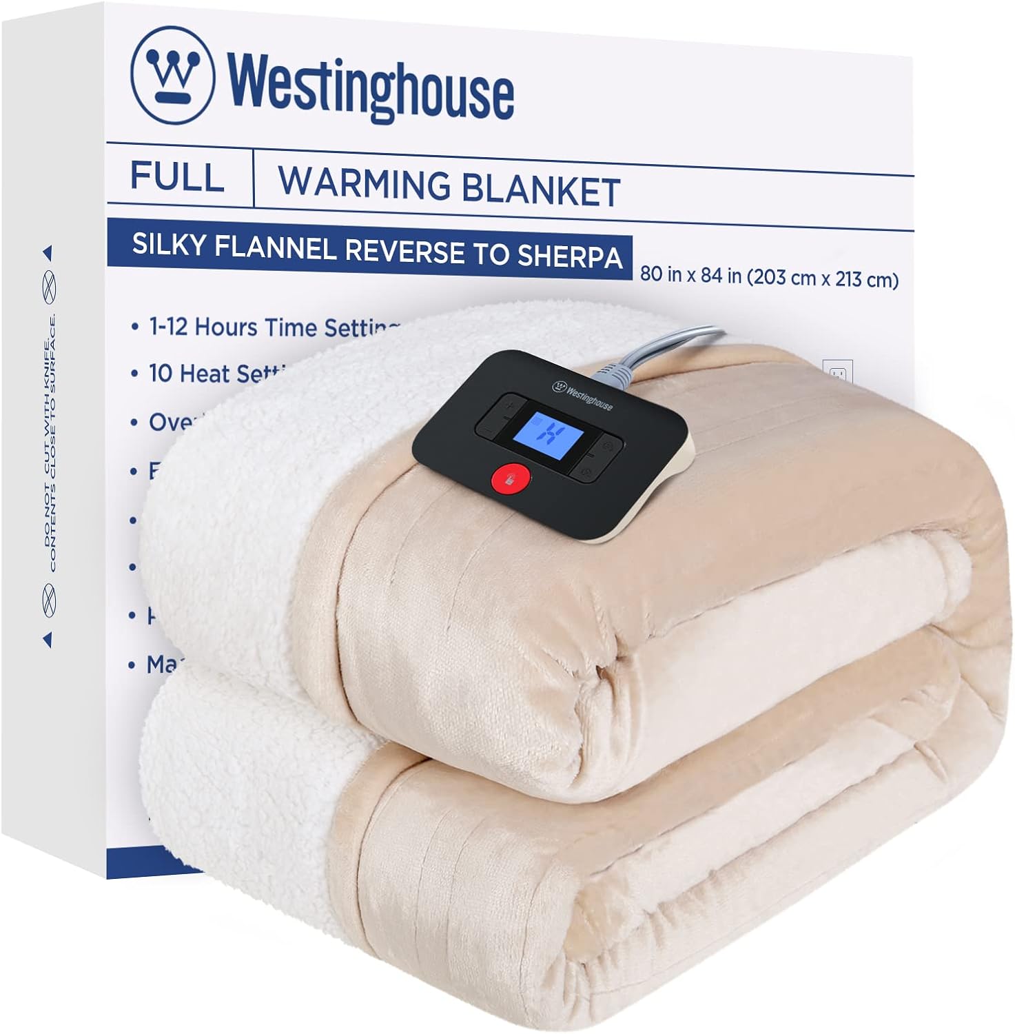 Westinghouse Heated Throw Blanket, Electric Blanket Throw with 6 Heating Levels and 2-10 Hours Time Settings, Flannel to Sherpa Super Cozy Heated Blanket Machine Washable, 50x60 inch, Charcoal