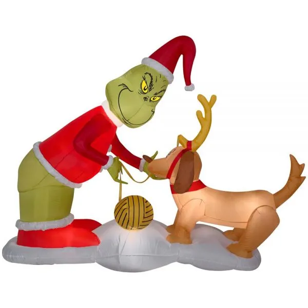 Christmas-5 12 ft h x 6 5 ft w inflatable airblown holiday grinch and max scene