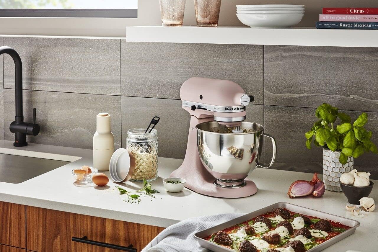 KitchenAid Artisan Series 5 Quart Tilt Head Stand Mixer with Pouring Shield KSM150PS, Removable bowl, Aqua Sky