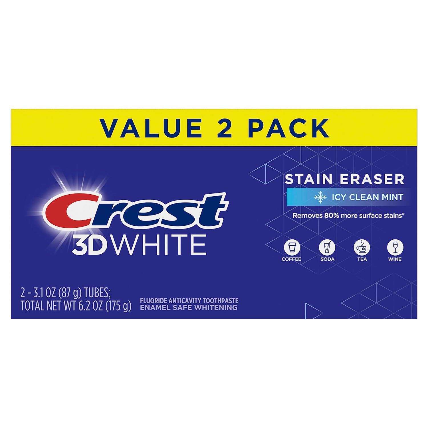 Crest 3D White Advanced Luminous Mint Teeth Whitening Toothpaste, 3.7 oz Pack of 4 - Helps Remove Surface Stains, Whitens Teeth, Strengthens Tooth Enamel, Protects Against Cavities