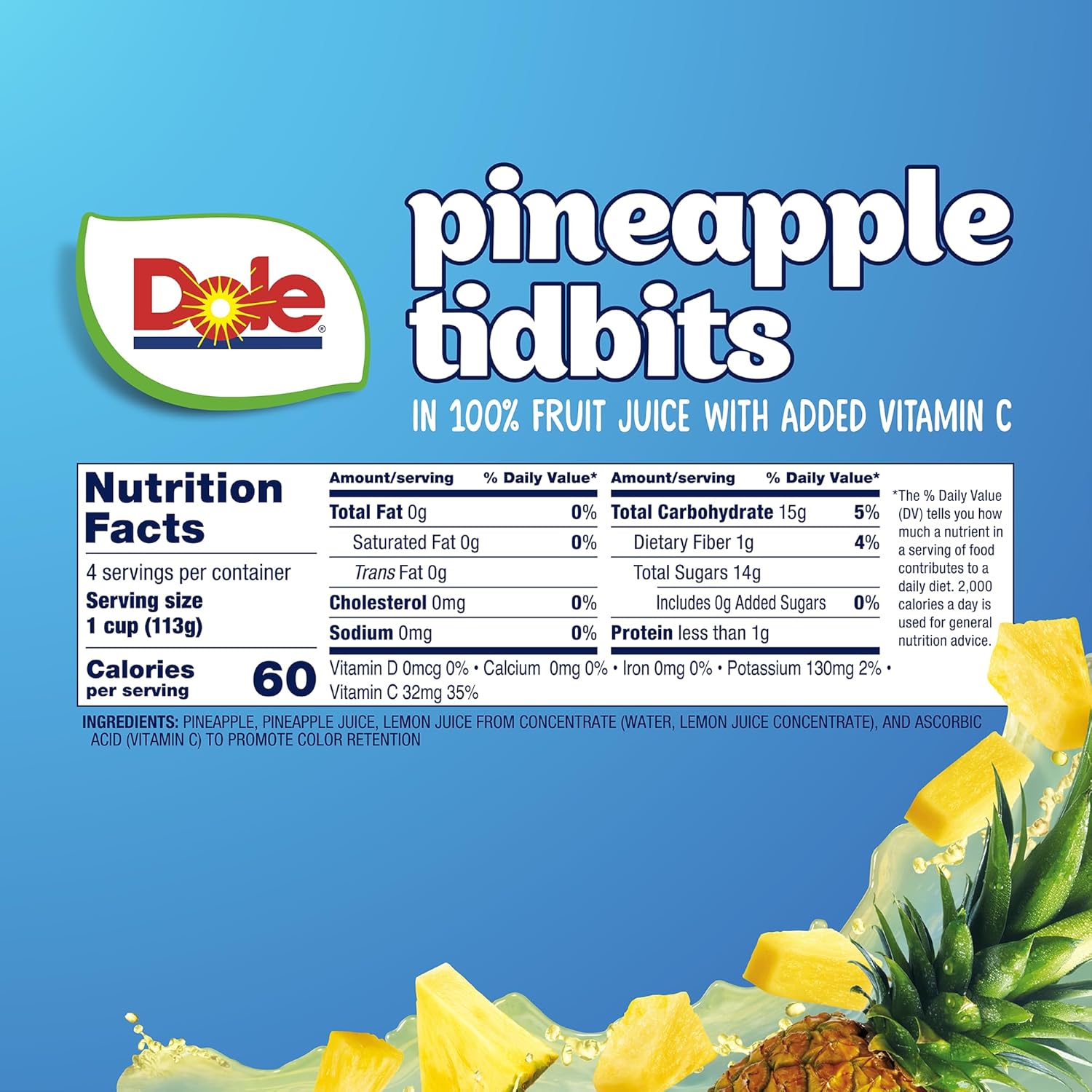 Dole Pineapple Tidbits in 100% Fruit Juice