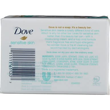 Dove Beauty Bar More Moisturizing Than Bar Soap for Softer Skin, Fragrance-Free, Hypoallergenic Beauty Bar Sensitive Skin With Gentle Cleanser 3.75 oz 14 Bars