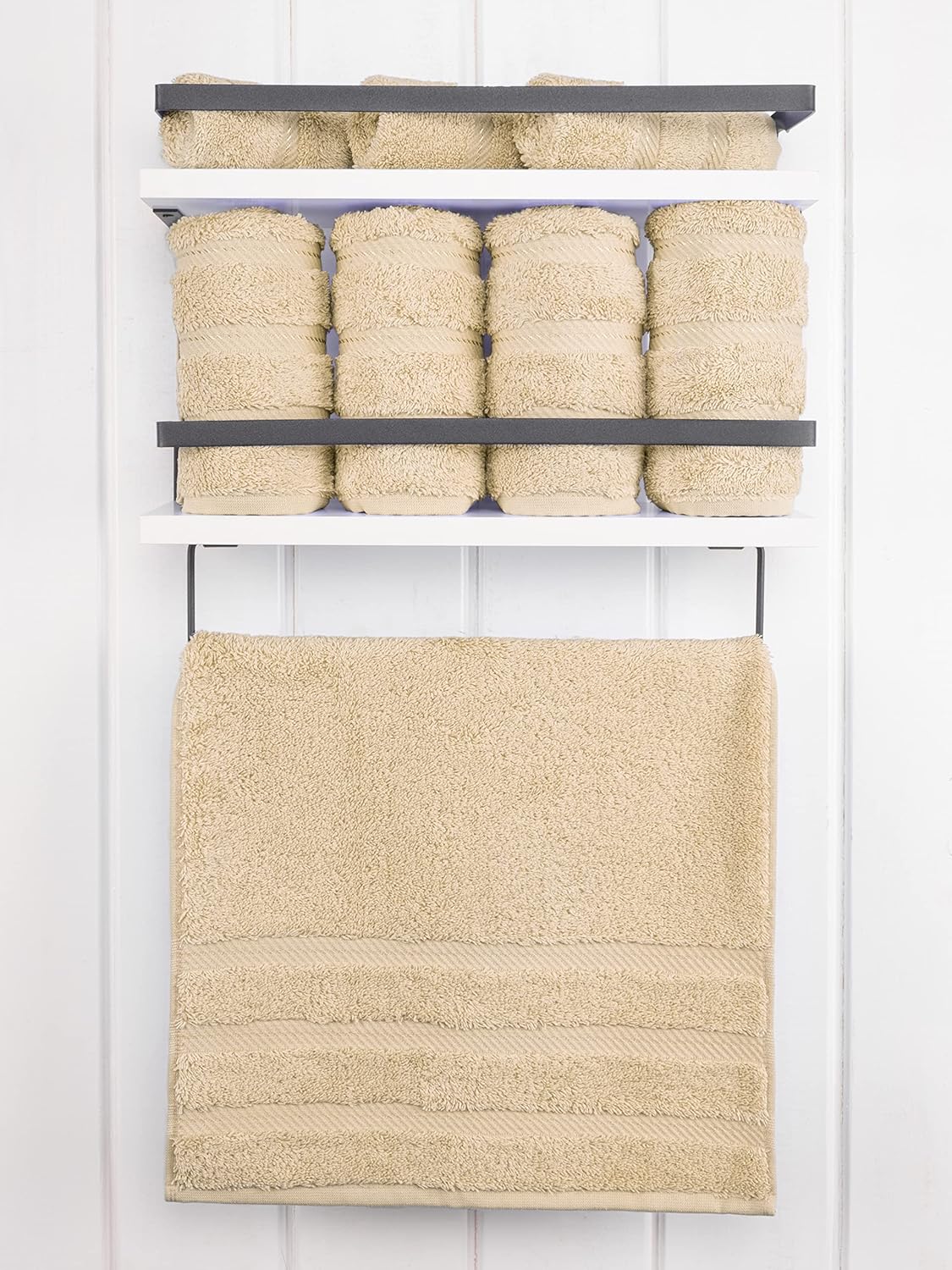 American Soft Linen Luxury 6 Piece Towel Set, 2 Bath Towels 2 Hand Towels 2 Washcloths, 100% Cotton Turkish Towels for Bathroom, Light Grey Towel Sets