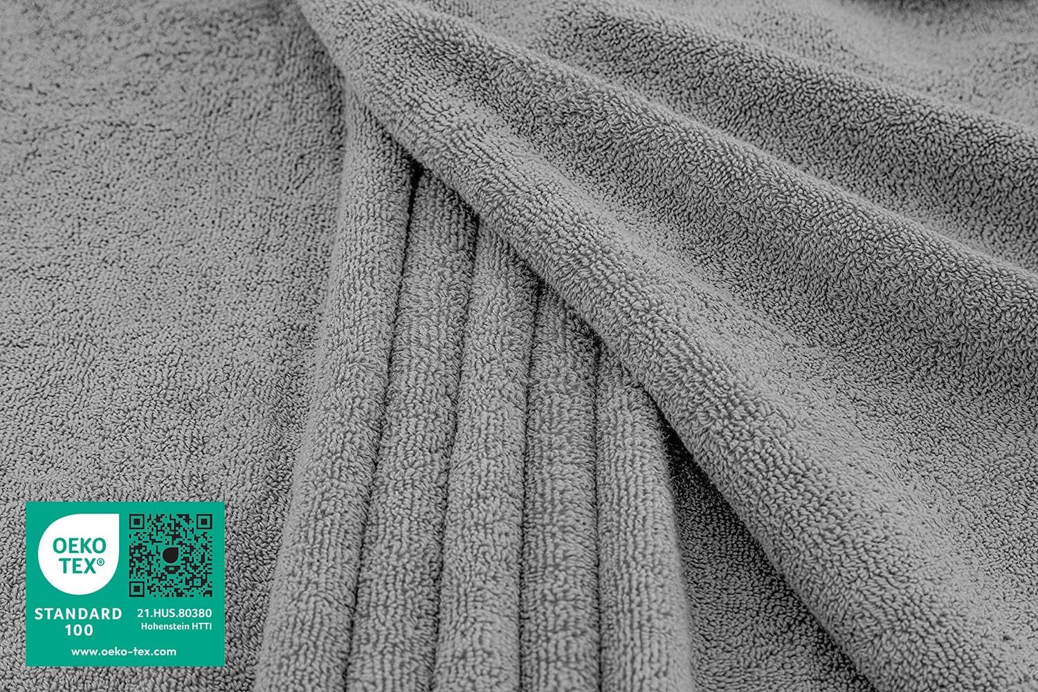 American Soft Linen Luxury 6 Piece Towel Set, 2 Bath Towels 2 Hand Towels 2 Washcloths, 100% Cotton Turkish Towels for Bathroom, Light Grey Towel Sets