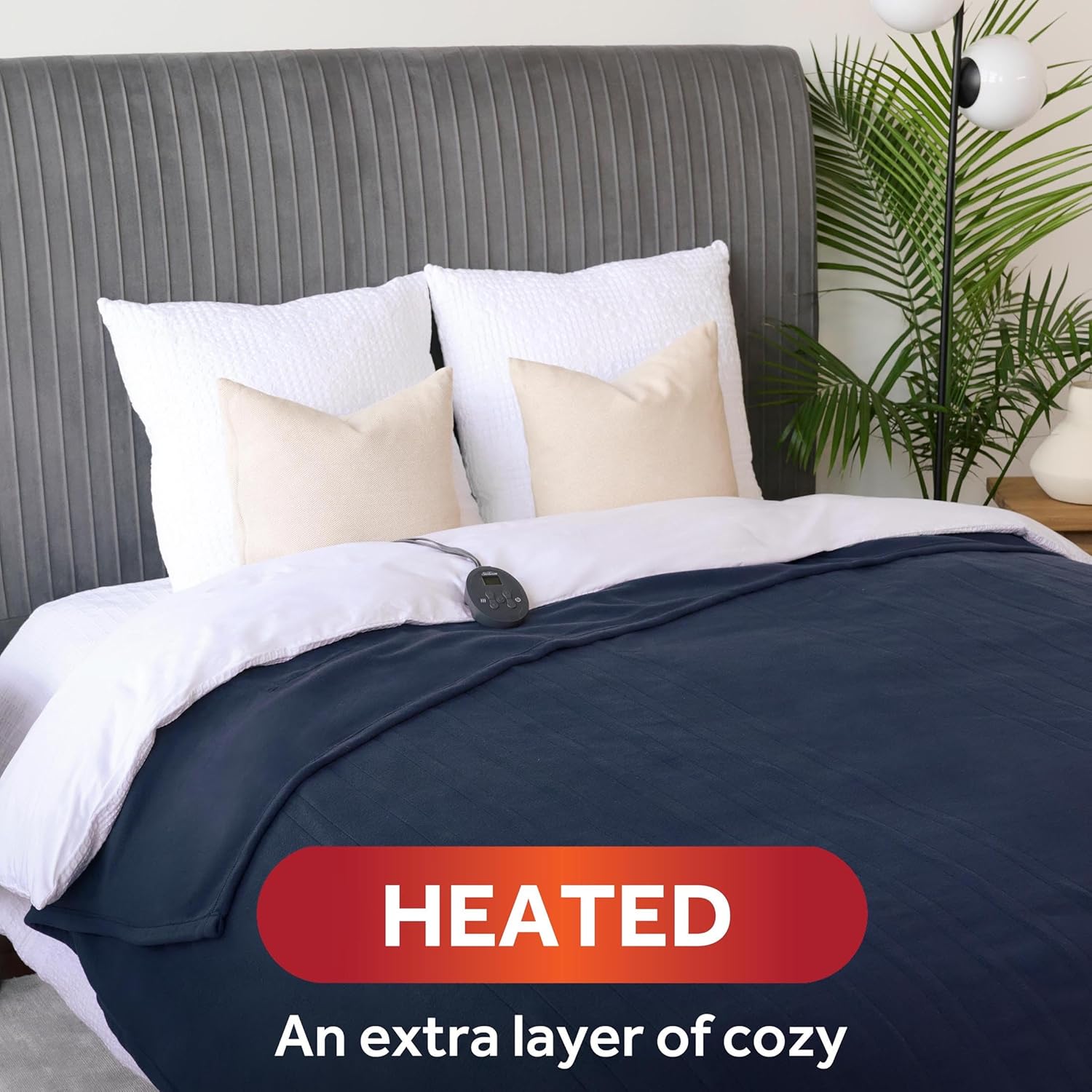 Sunbeam Royal Ultra Rodeen Blue Plaid Heated Personal Throw / Blanket, Cozy-Warm, Adjustable Heat Settings