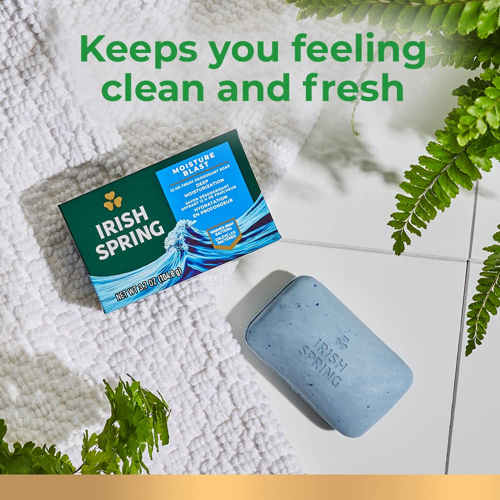 Irish Spring Bar Soap for Men, Original Clean, Smell Fresh and Clean for 12 Hours, Men Soap Bars for Washing Hands and Body, Mild for Skin, Recyclable Carton, 3.7 Ounce - 3 Count (Pack of 8)