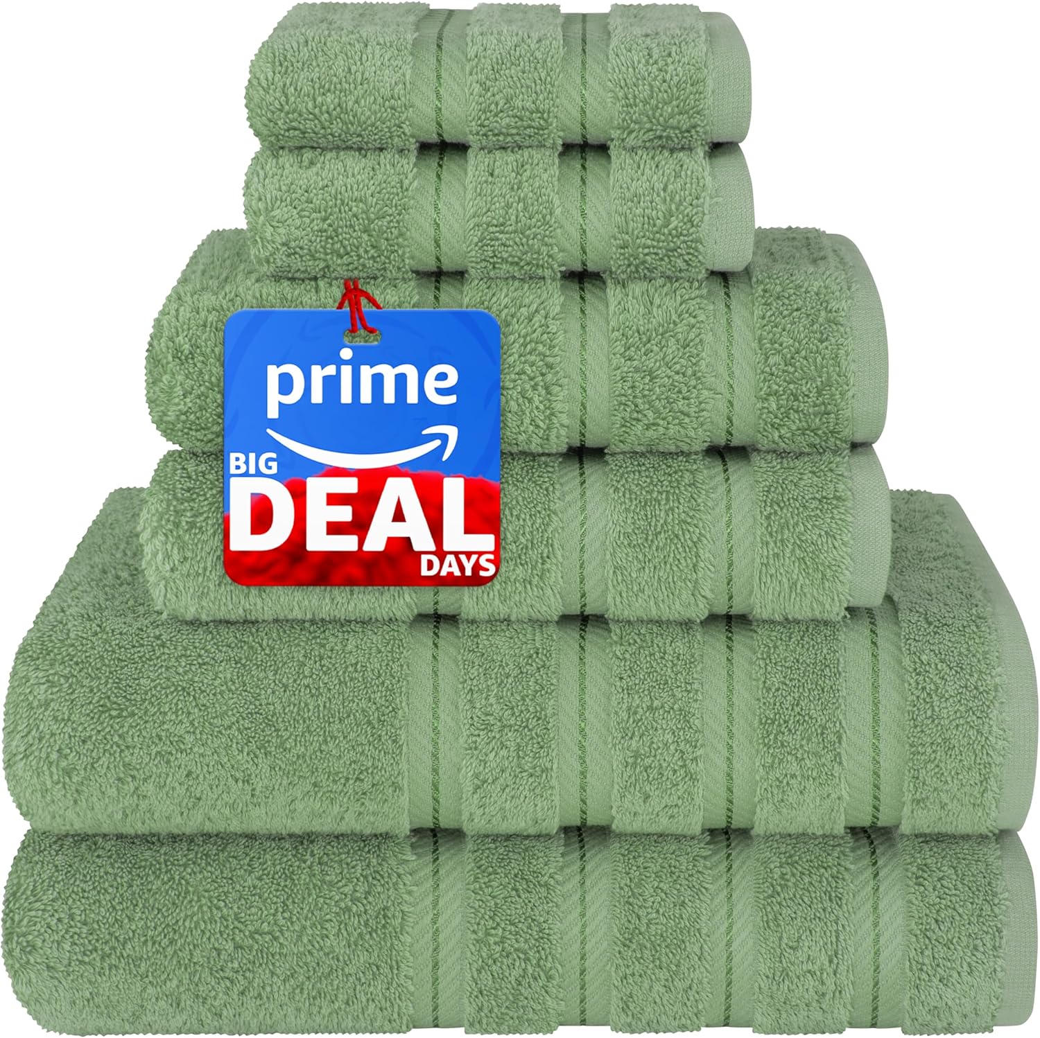 American Soft Linen Luxury 6 Piece Towel Set, 2 Bath Towels 2 Hand Towels 2 Washcloths, 100% Cotton Turkish Towels for Bathroom, Light Grey Towel Sets