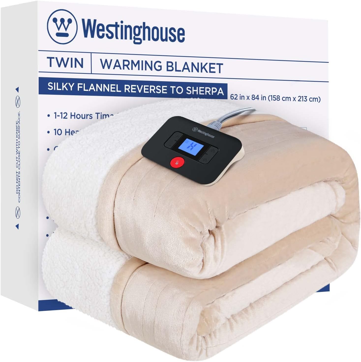 Westinghouse Heated Throw Blanket, Electric Blanket Throw with 6 Heating Levels and 2-10 Hours Time Settings, Flannel to Sherpa Super Cozy Heated Blanket Machine Washable, 50x60 inch, Charcoal