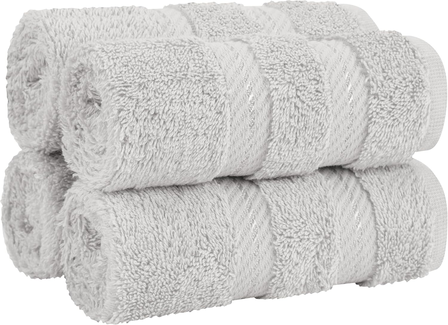 American Soft Linen Luxury 6 Piece Towel Set, 2 Bath Towels 2 Hand Towels 2 Washcloths, 100% Cotton Turkish Towels for Bathroom, Light Grey Towel Sets
