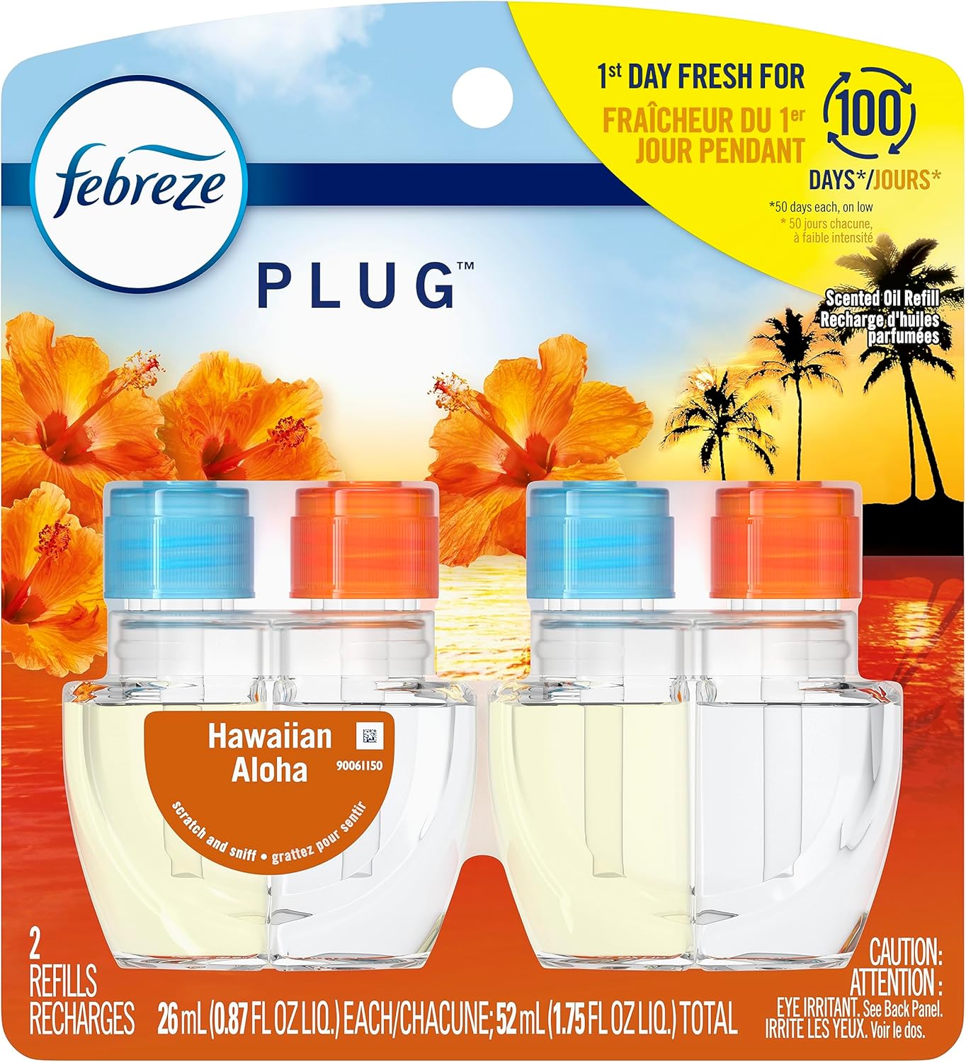 Febreze Plug in Air Fresheners for Home, Air Freshener Plug in, Wall Diffuser, Ocean Scent, Odor Fighter for Strong Odors, 1 Warmer + 2 Oil Refills