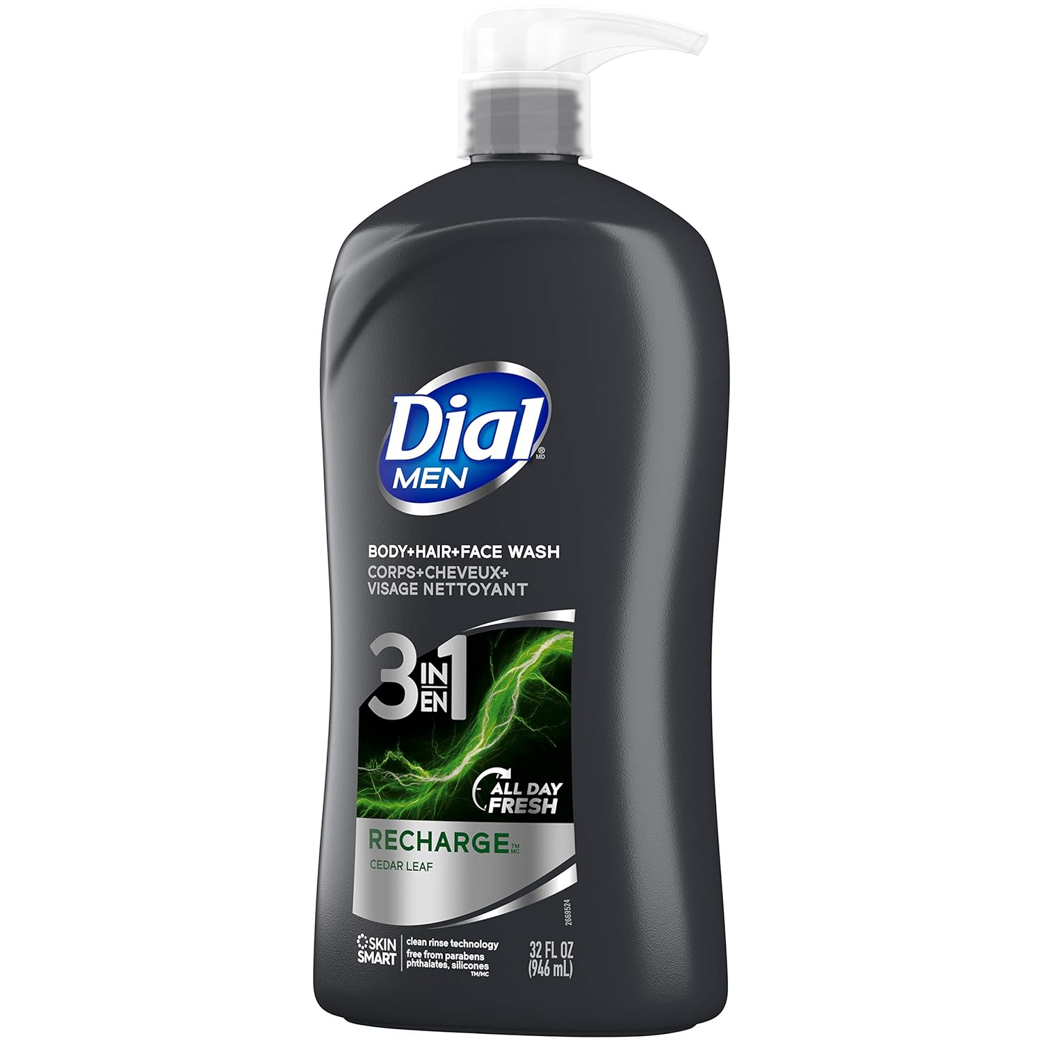 Dial Men 3in1 Body, Hair and Face Wash, Ultimate Clean, 32 Fl Oz