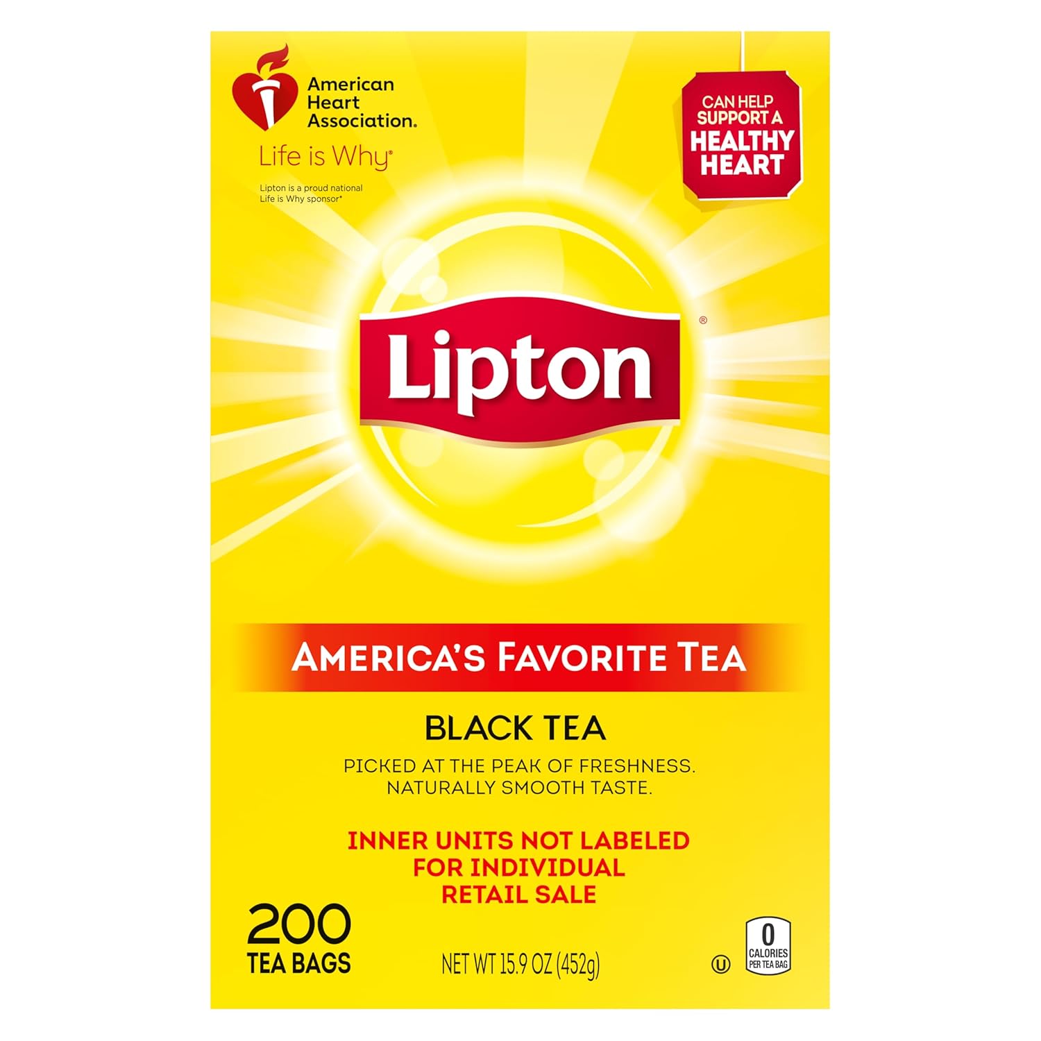 Lipton Tea Bags, Black Tea, Iced or Hot Tea, Can Support Heart Health, 100 Total Tea Bags
