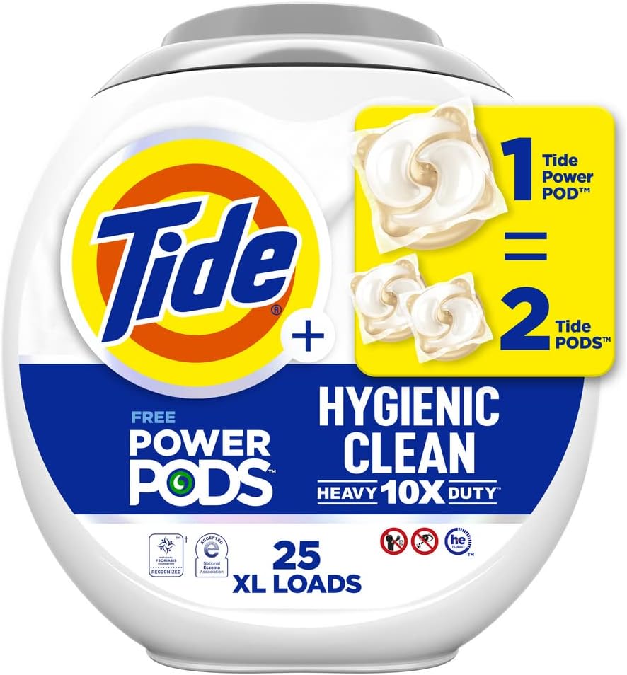Tide Hygienic Clean Heavy 10x Duty Power PODS Laundry Detergent Pacs For Visible and Invisible Dirt, Spring Meadow Scent, 45 Count