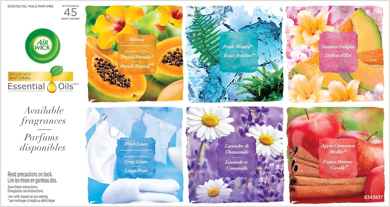 Air Wick Plug in Scented Oil Refill, 10ct, Lavender & Chamomile, Air Freshener, Essential Oils, Eco Friendly