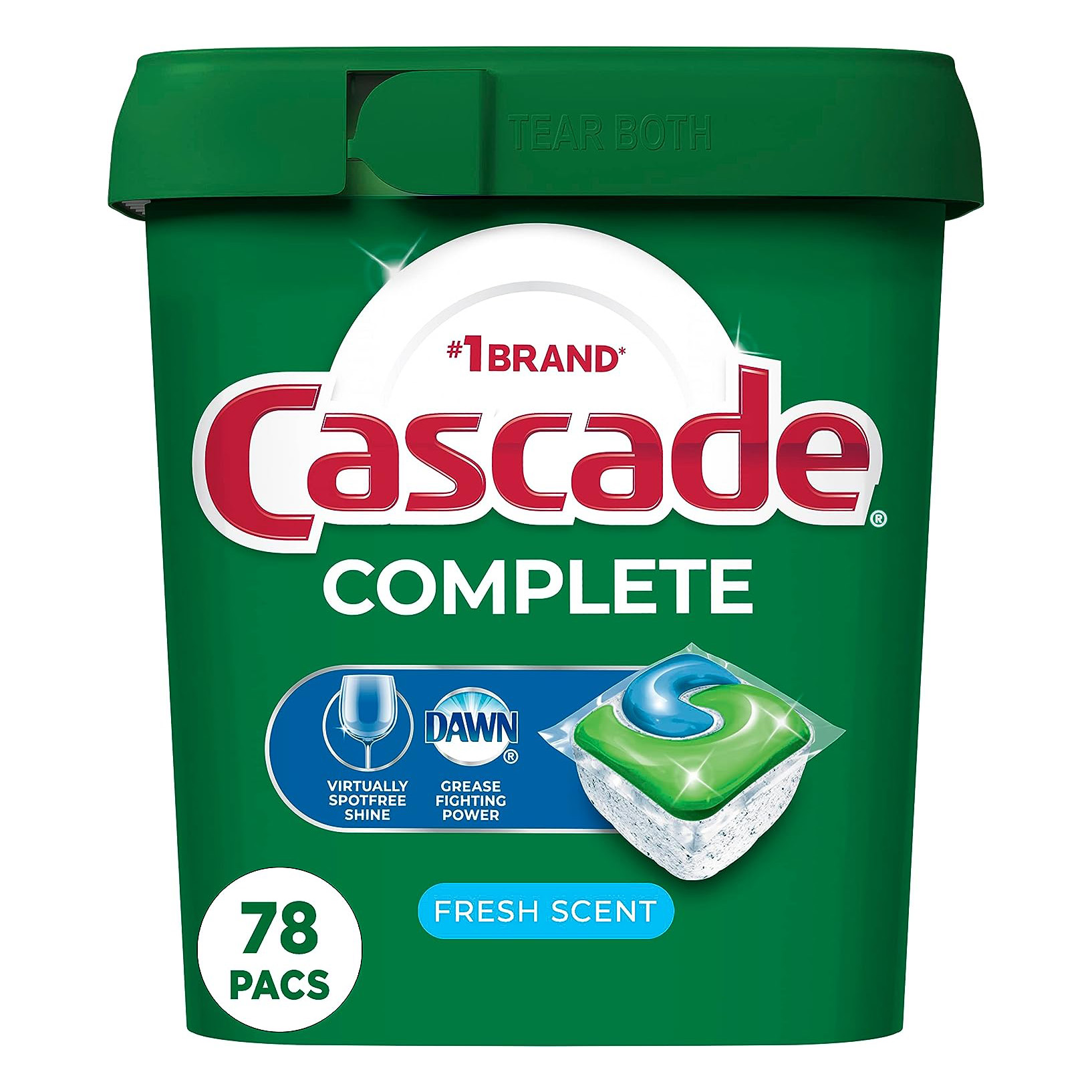 Cascade Complete Dishwasher Pods, Dishwasher tabs, Dish Washing Pods for Dishwasher, Dishwasher tablets, Fresh Scent ActionPacs, 78 Count
