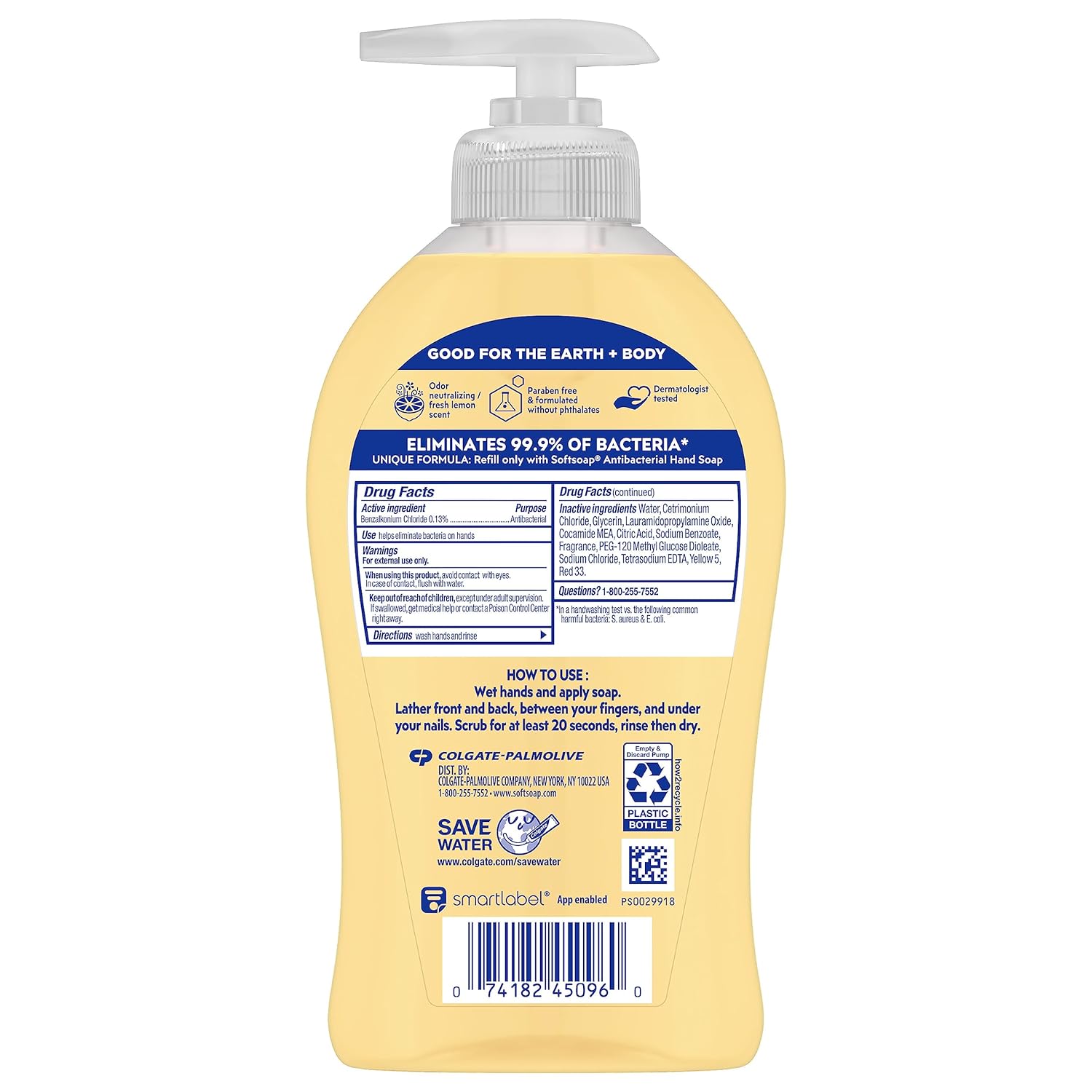 Softsoap Antibacterial Liquid Hand Soap, Fresh Citrus Scent Hand Soap, 11.25 Ounce, 6 Pack