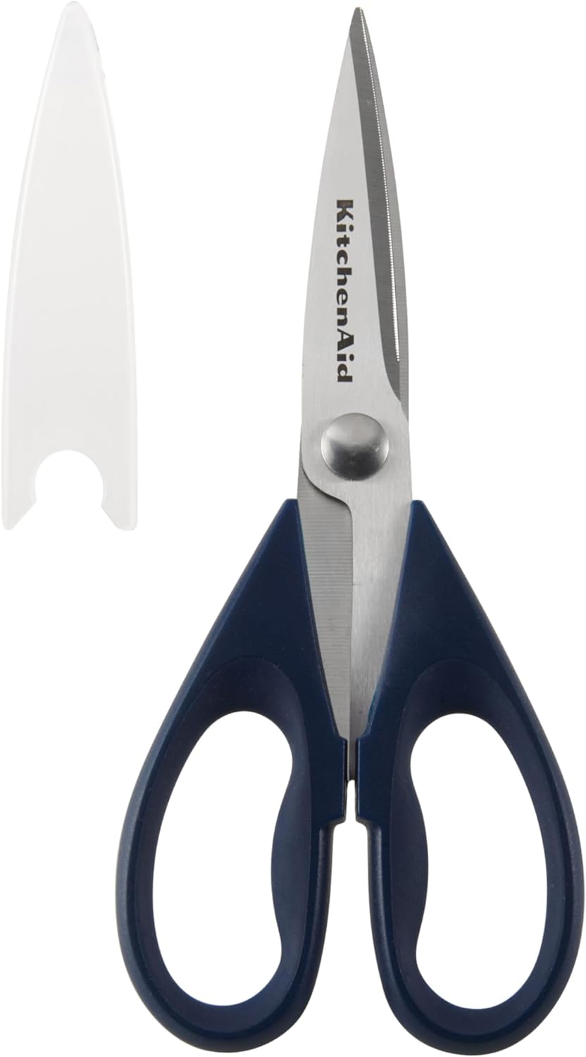 KitchenAid All Purpose Kitchen Shears with Protective Sheath for Everyday use, Dishwasher Safe Stainless Steel Scissors with Comfort Grip, 8.72-Inch, Black
