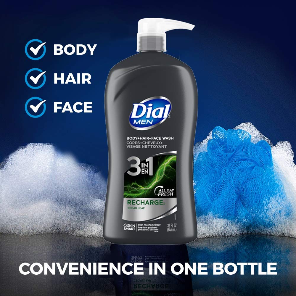 Dial Men 3in1 Body, Hair and Face Wash, Ultimate Clean, 32 Fl Oz