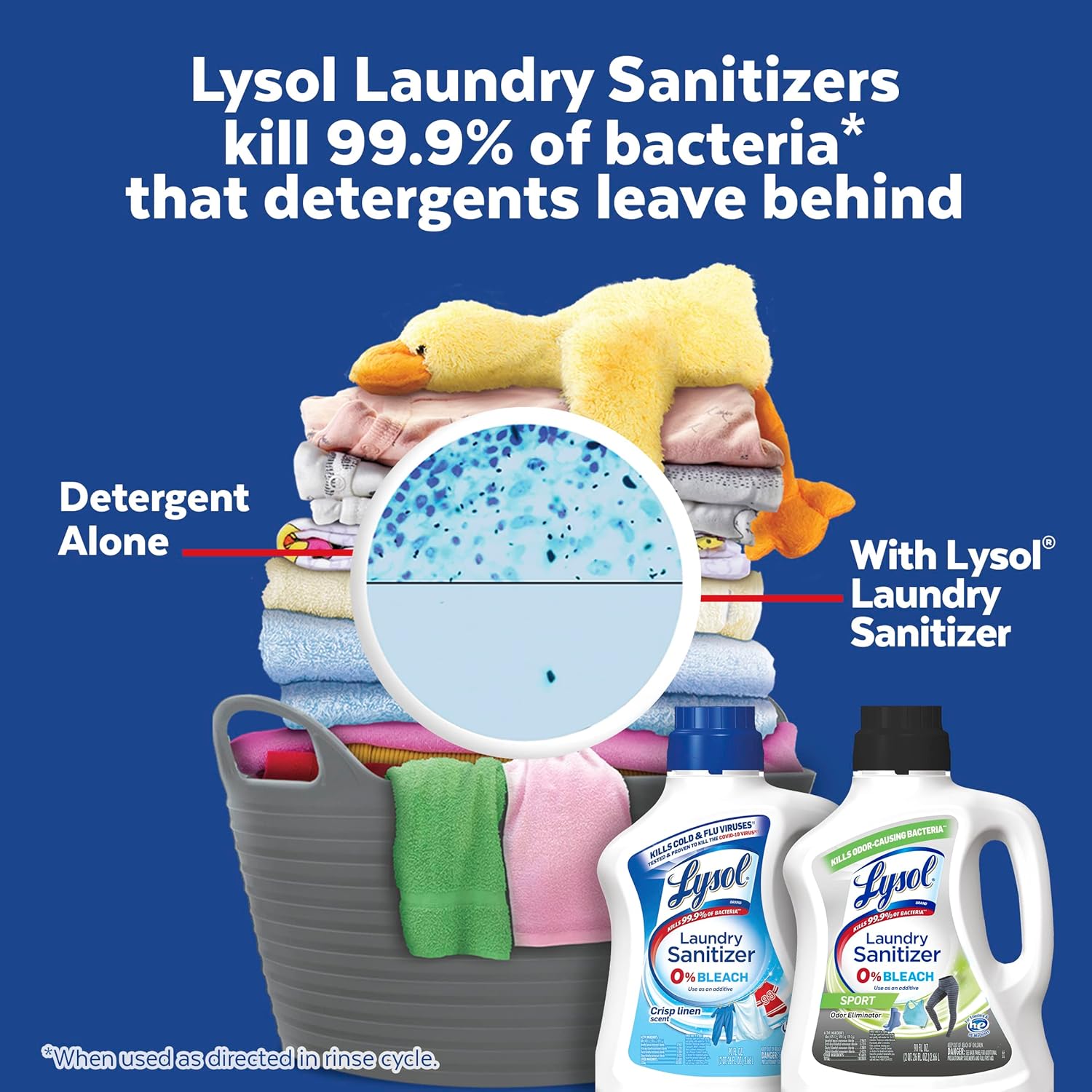 Lysol Sport Laundry Sanitizer Additive, Sanitizing Liquid for Gym Clothes and Activewear, Eliminates Odor Causing Bacteria, 90oz