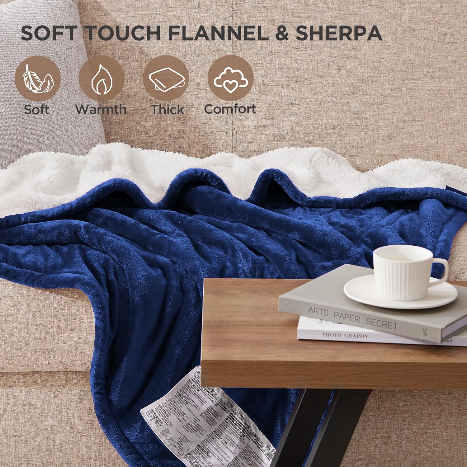 Westinghouse Heated Throw Blanket, Soft Flannel to Sherpa Electric Throw with 6 Heating Levels, 2-10 Hours Time Settings, Fast Heating, Machine Washable 50x60 Inch, Charcoal