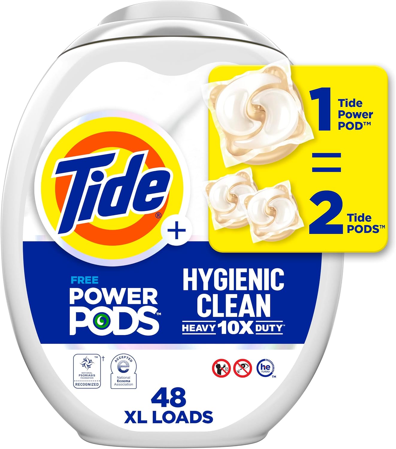 Tide Hygienic Clean Heavy 10x Duty Power PODS Laundry Detergent Pacs For Visible and Invisible Dirt, Spring Meadow Scent, 45 Count