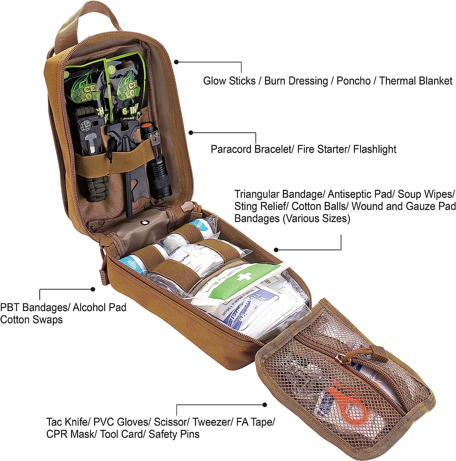 EVERLIT 250 Pieces Survival First Aid Kit IFAK EMT Molle Pouch Survival Kit Outdoor Gear Emergency Kits Trauma Bag for Camping Boat Hunting Hiking Home Car Earthquake and Adventures