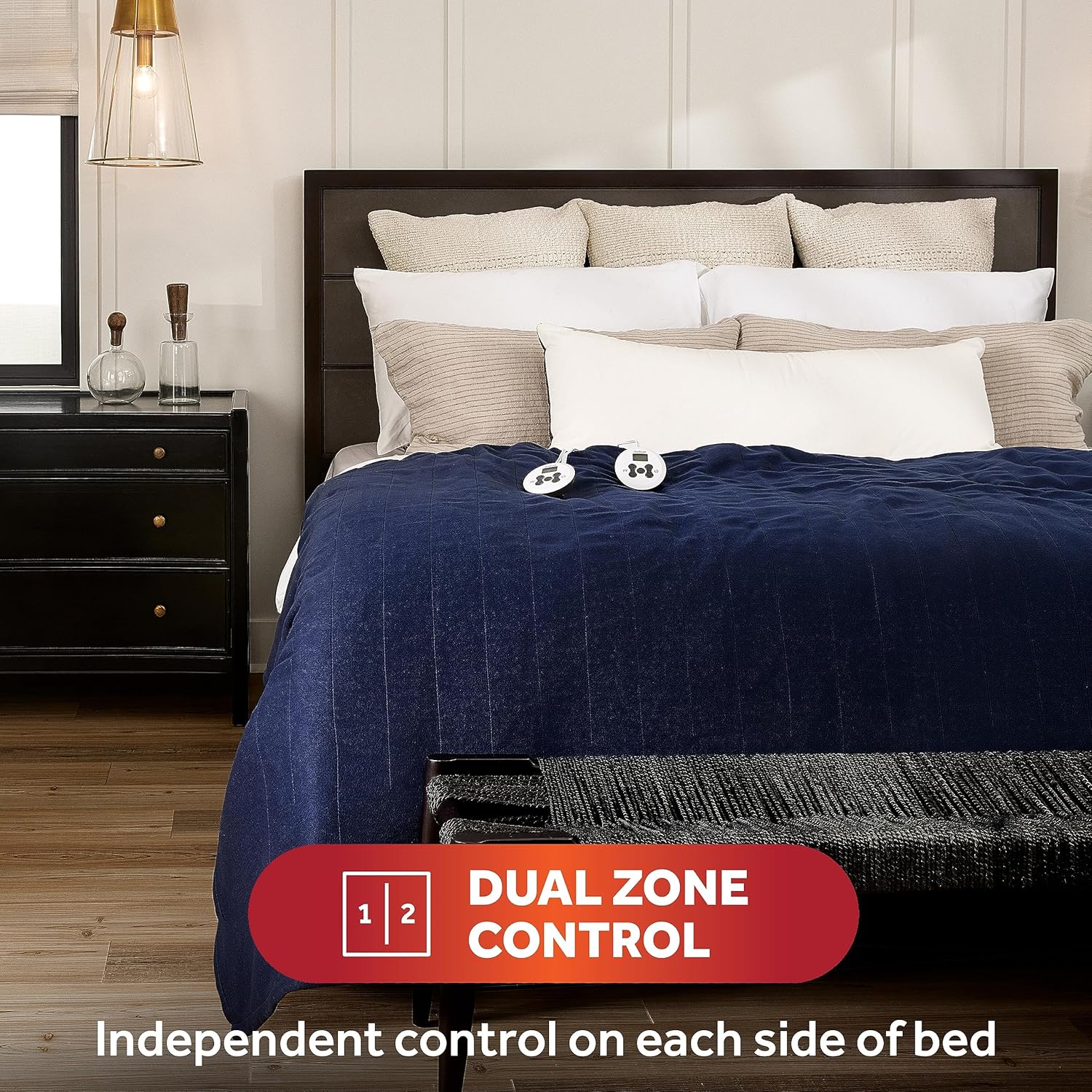 Sunbeam Royal Ultra Rodeen Blue Plaid Heated Personal Throw / Blanket, Cozy-Warm, Adjustable Heat Settings