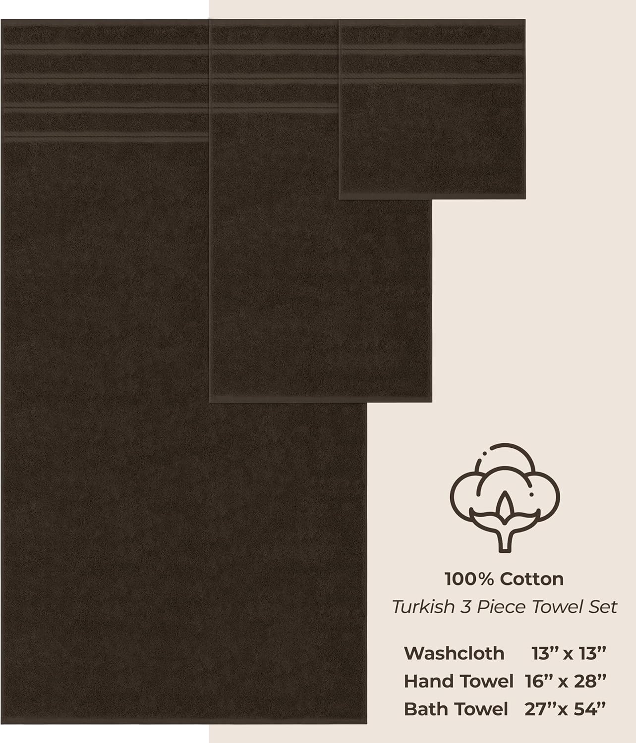 American Soft Linen Luxury 6 Piece Towel Set, 2 Bath Towels 2 Hand Towels 2 Washcloths, 100% Cotton Turkish Towels for Bathroom, Light Grey Towel Sets