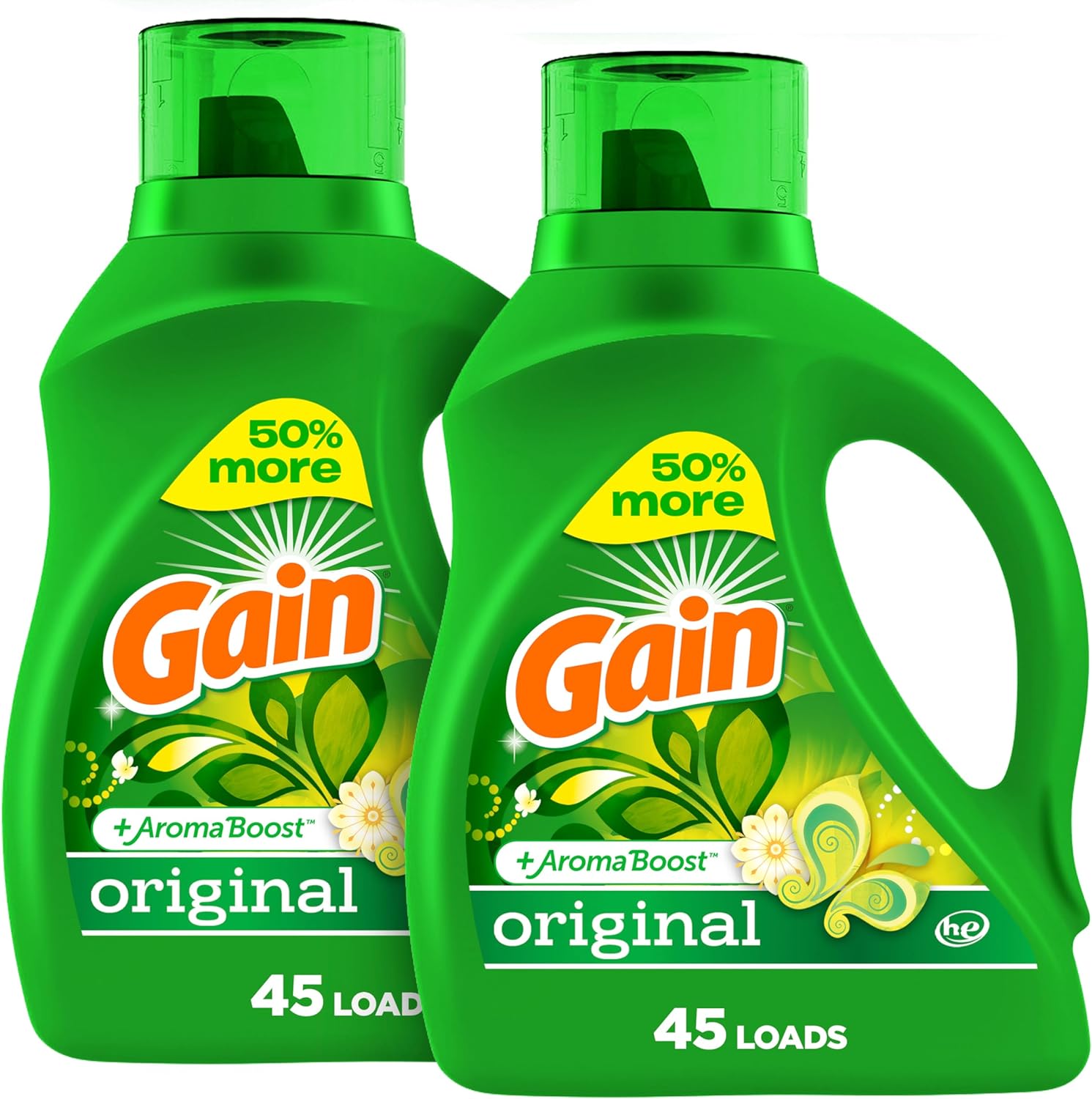 Gain + Aroma Boost Laundry Detergent Liquid, Original Scent, 107 Loads, 154 fl oz, HE Compatible Laundry Soap with Febreze and Oxi