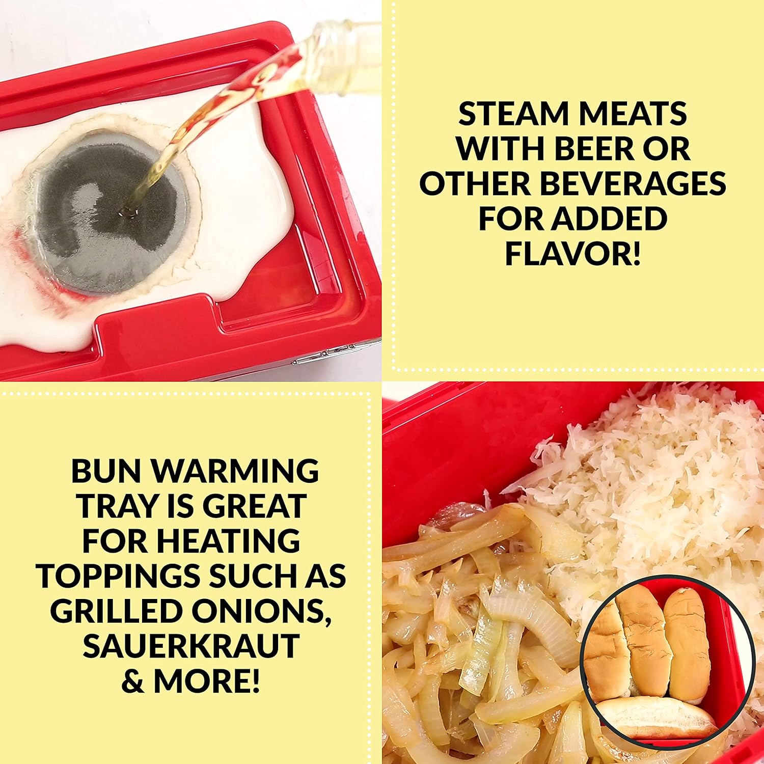 Nostalgia Extra Large Diner-Style Coca-Cola Hot Dog Steamer and Bun Warmer, 24 Hot Dog and 12 Bun Capacity, Steam Bratwursts, Sausages, Vegetables, Fish, Dumplings, Red