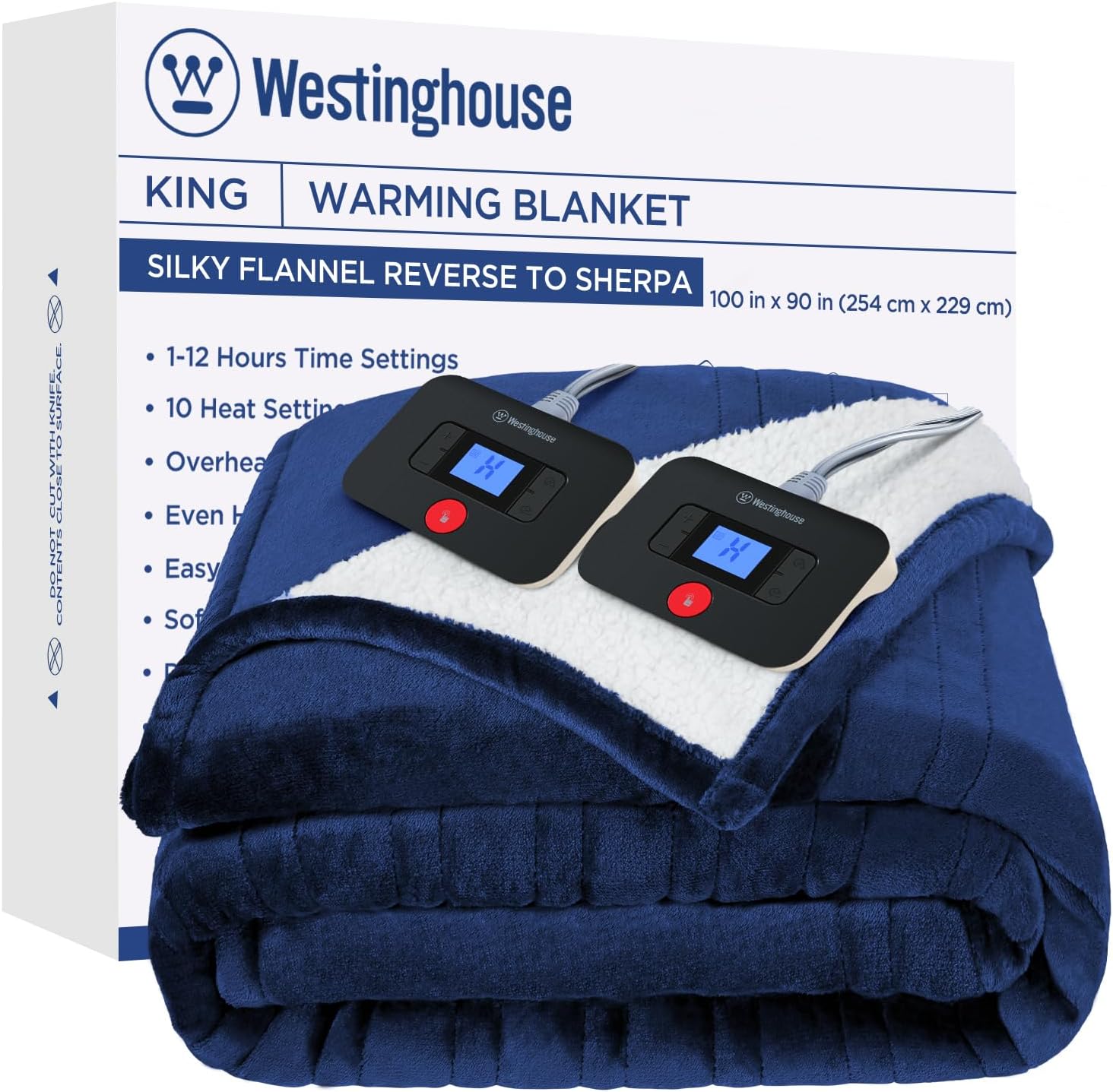 Westinghouse Heated Throw Blanket, Electric Blanket Throw with 6 Heating Levels and 2-10 Hours Time Settings, Flannel to Sherpa Super Cozy Heated Blanket Machine Washable, 50x60 inch, Charcoal