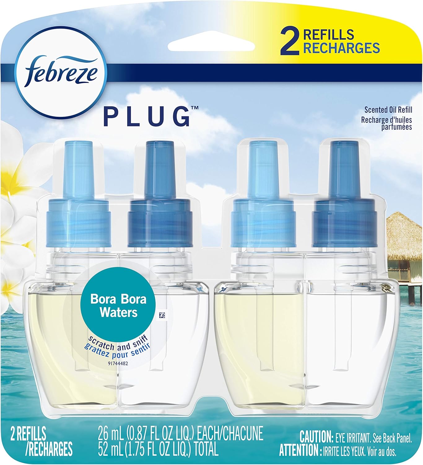 Febreze Plug in Air Fresheners for Home, Air Freshener Plug in, Wall Diffuser, Ocean Scent, Odor Fighter for Strong Odors, 1 Warmer + 2 Oil Refills