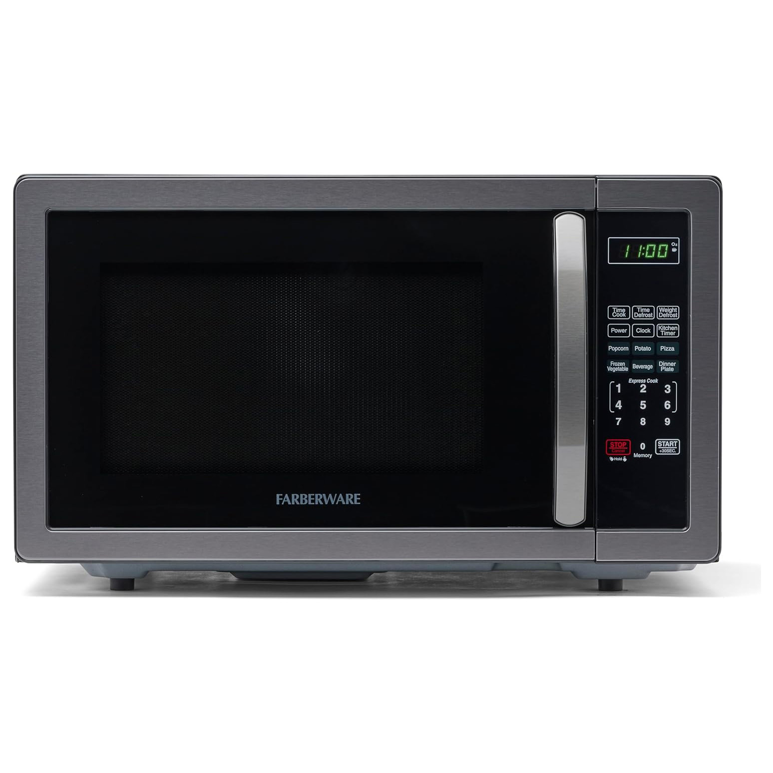 Farberware Countertop Microwave 1000 Watts, 1.1 cu ft - Microwave Oven With LED Lighting and Child Lock - Perfect for Apartments and Dorms - Easy Clean Stainless Steel