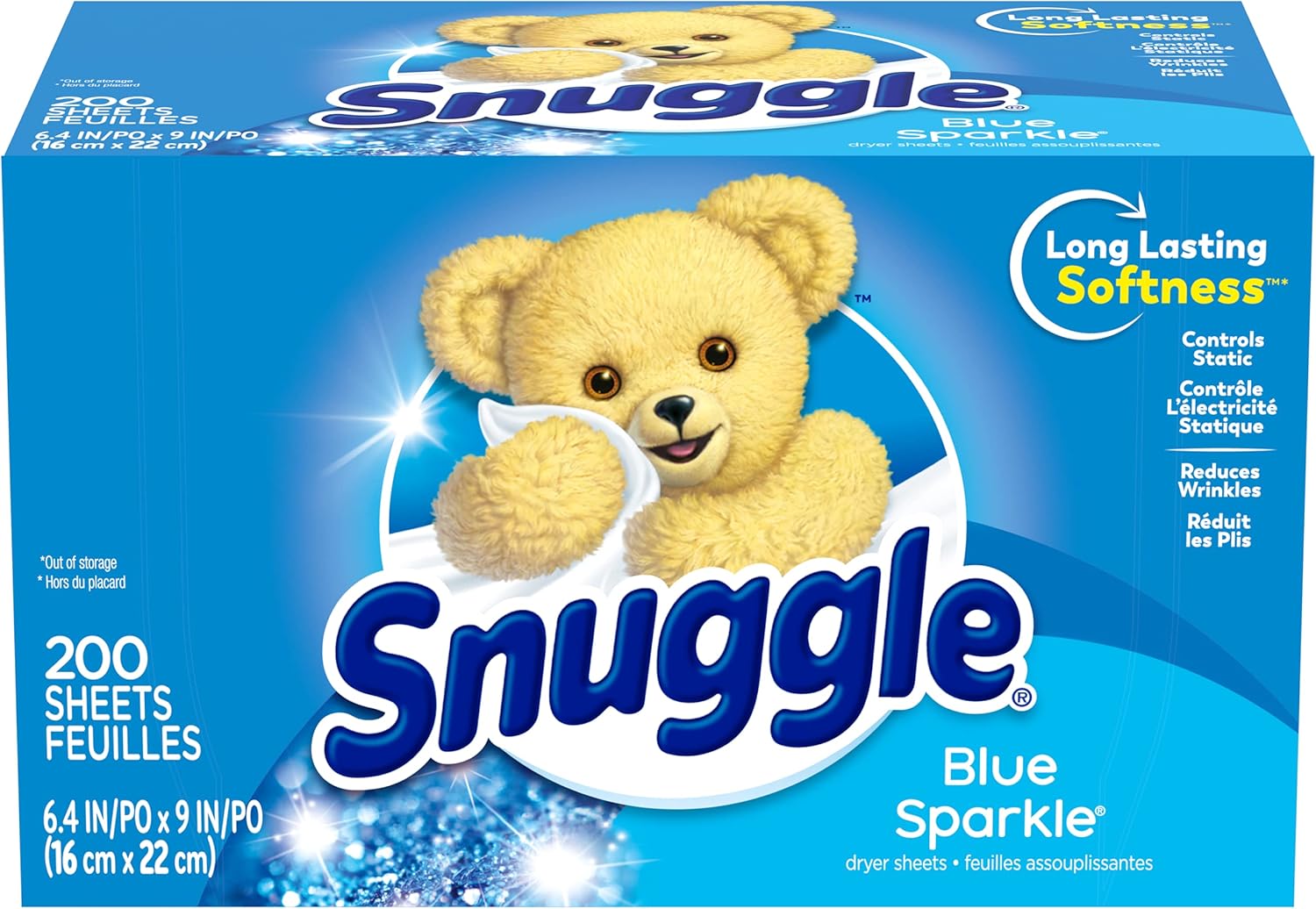 Snuggle Fabric Softener Dryer Sheets, Blue Sparkle, 200 Count