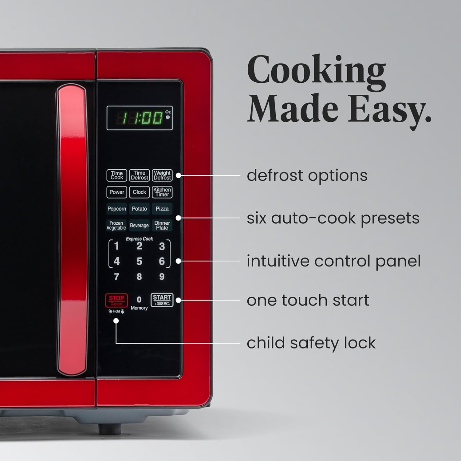 Farberware Countertop Microwave 1000 Watts, 1.1 cu ft - Microwave Oven With LED Lighting and Child Lock - Perfect for Apartments and Dorms - Easy Clean Stainless Steel