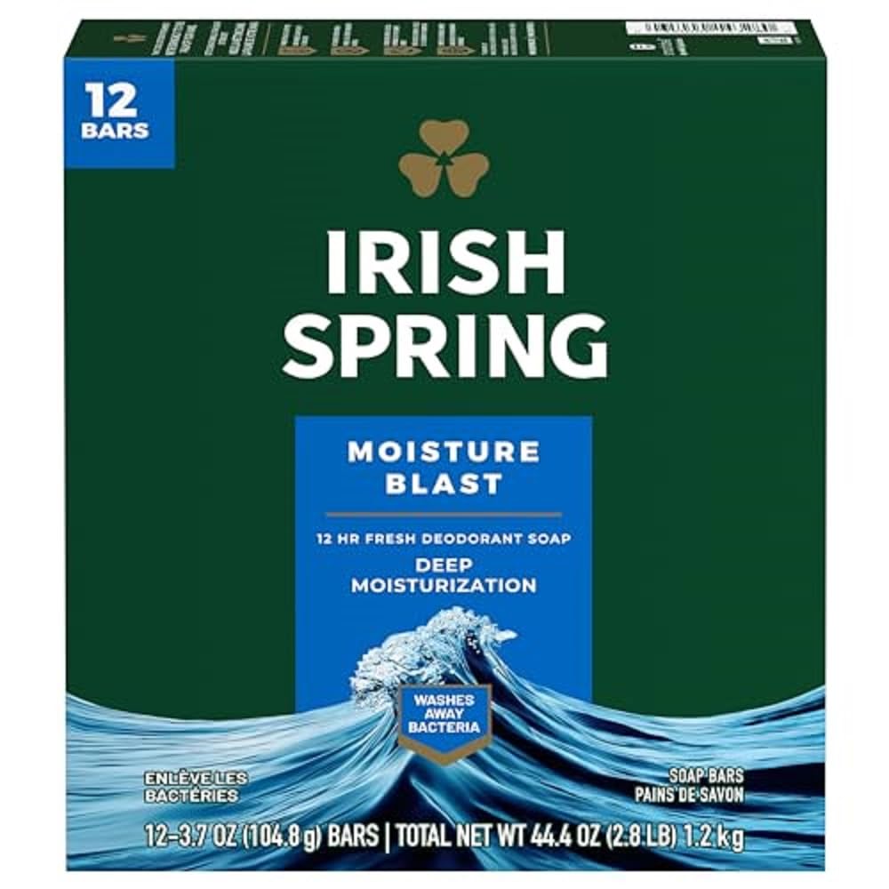 Irish Spring Bar Soap for Men, Original Clean, Smell Fresh and Clean for 12 Hours, Men Soap Bars for Washing Hands and Body, Mild for Skin, Recyclable Carton, 3.7 Ounce - 3 Count (Pack of 8)
