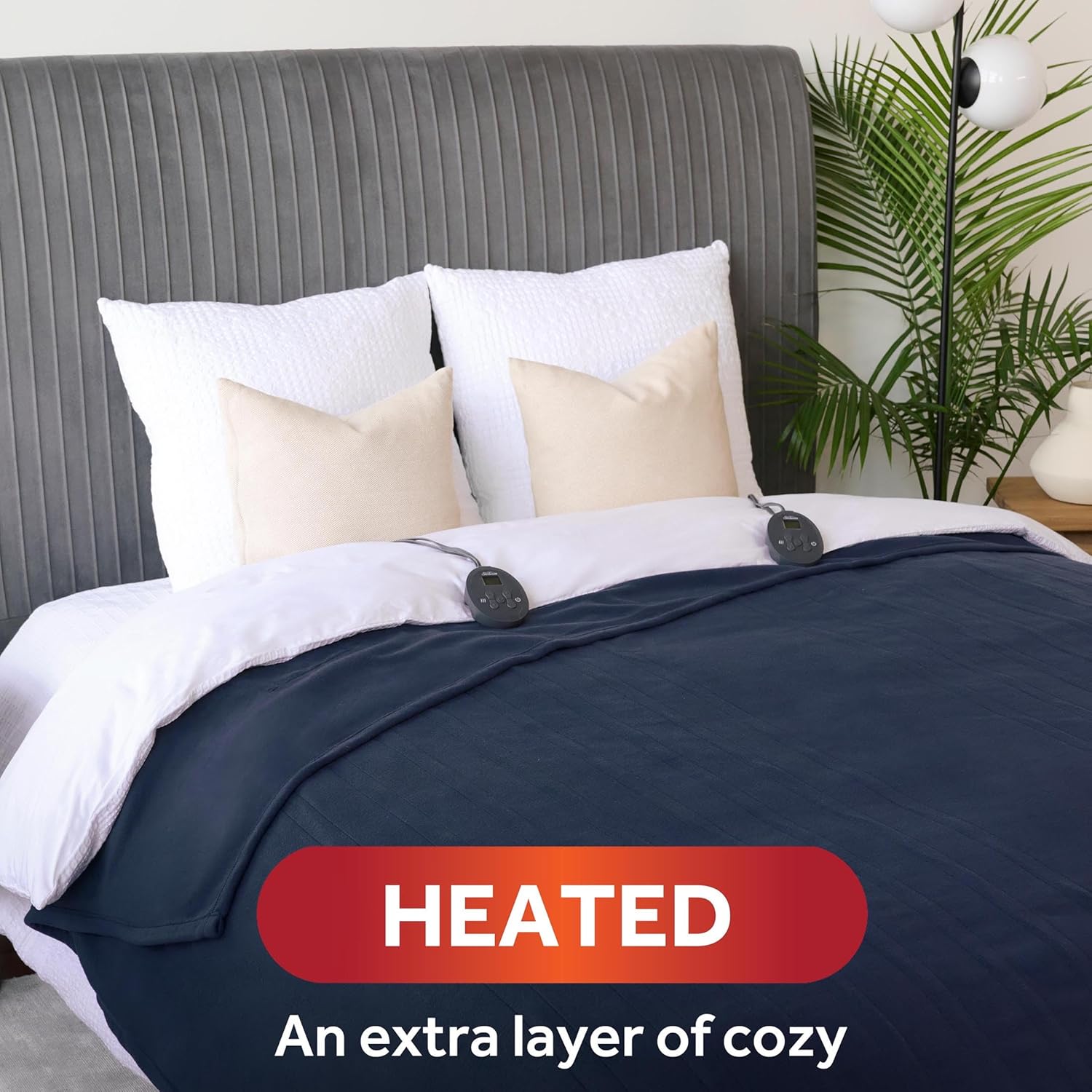 Sunbeam Royal Ultra Rodeen Blue Plaid Heated Personal Throw / Blanket, Cozy-Warm, Adjustable Heat Settings