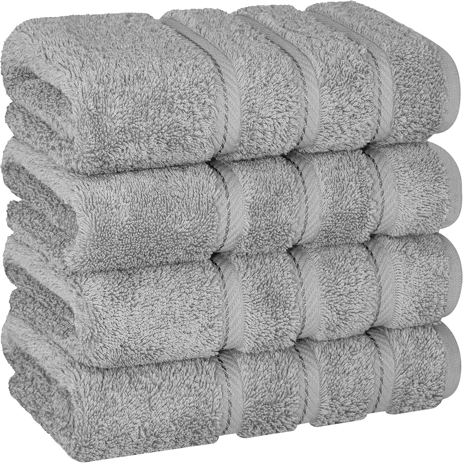 American Soft Linen Luxury 6 Piece Towel Set, 2 Bath Towels 2 Hand Towels 2 Washcloths, 100% Cotton Turkish Towels for Bathroom, Light Grey Towel Sets