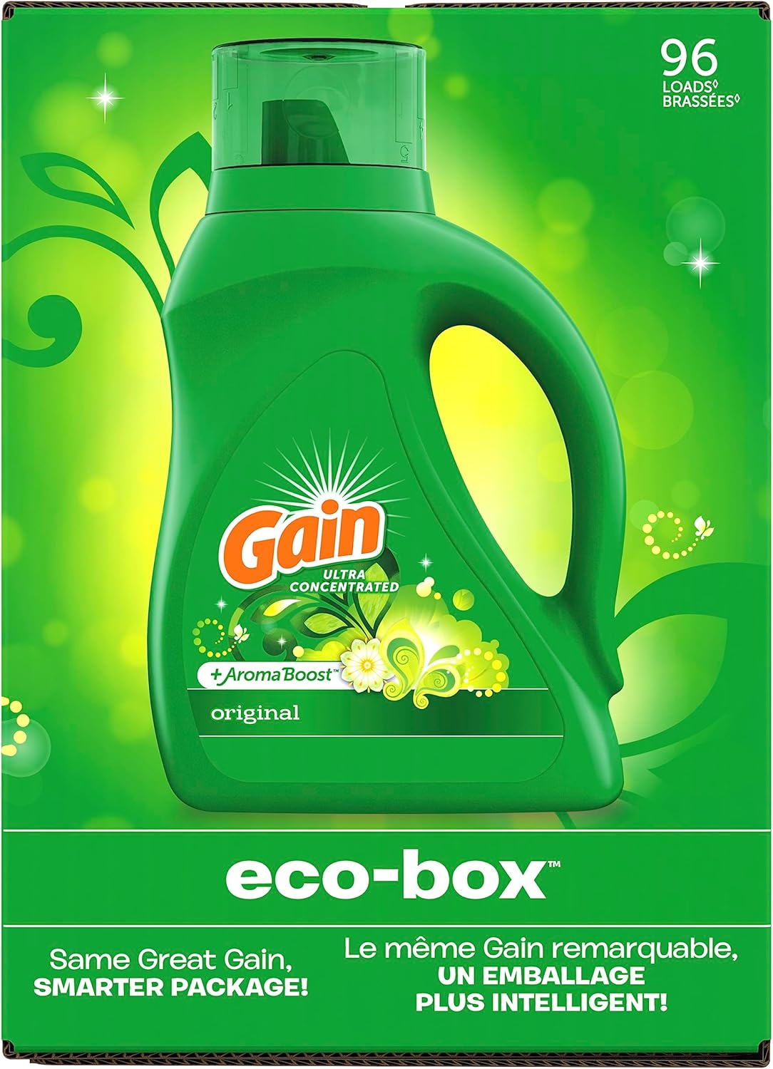 Gain + Aroma Boost Laundry Detergent Liquid, Original Scent, 107 Loads, 154 fl oz, HE Compatible Laundry Soap with Febreze and Oxi