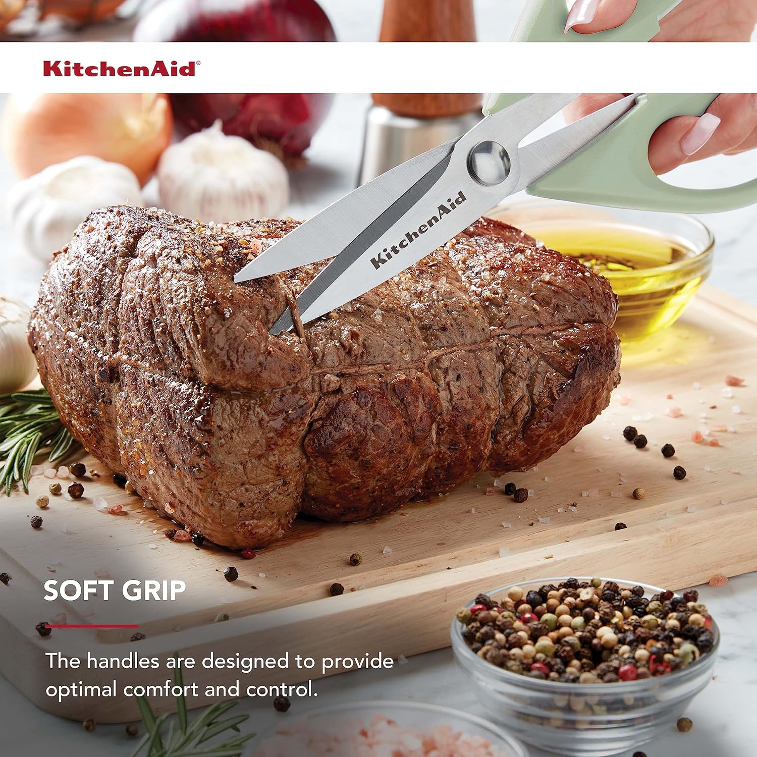 KitchenAid All Purpose Kitchen Shears with Protective Sheath for Everyday use, Dishwasher Safe Stainless Steel Scissors with Comfort Grip, 8.72-Inch, Black