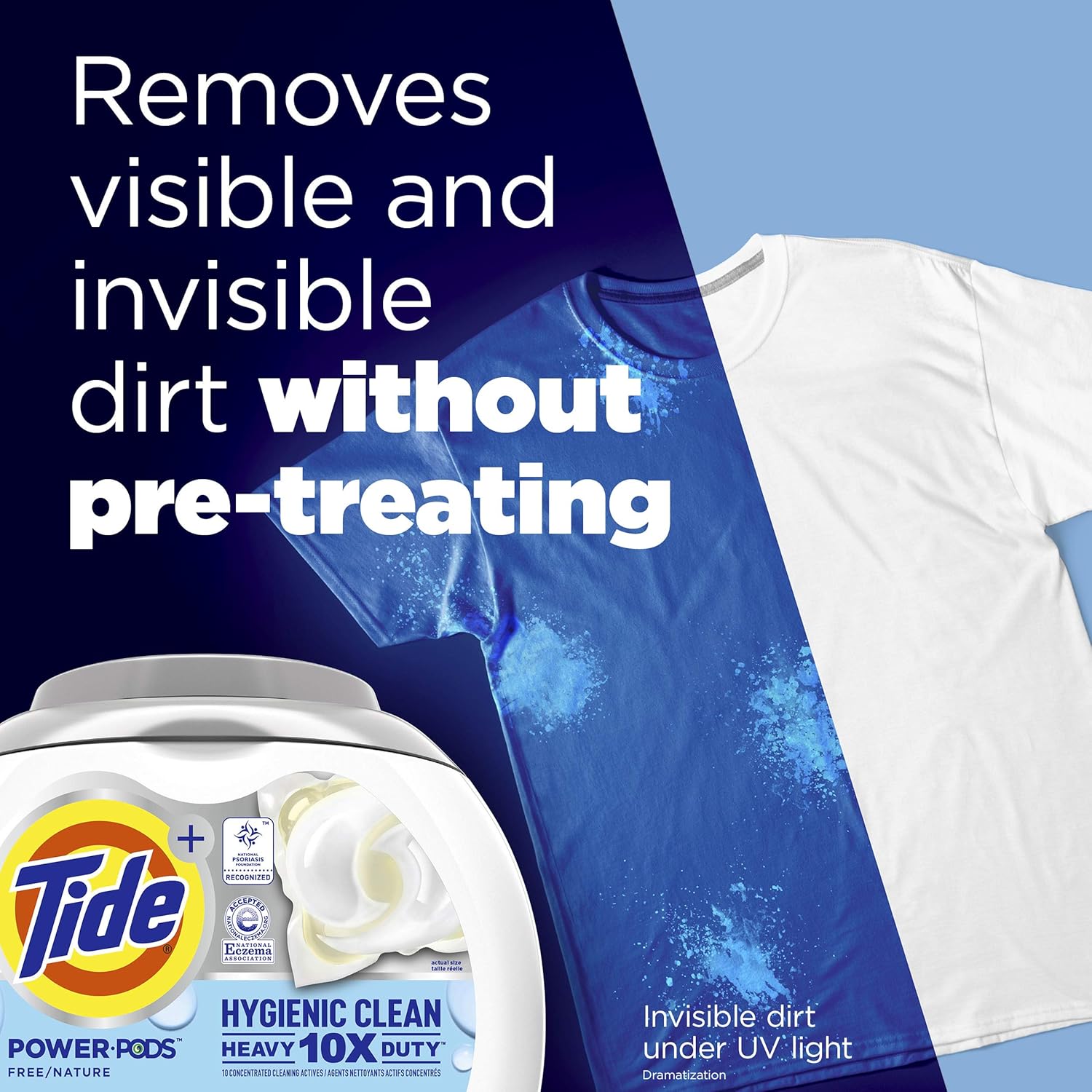 Tide Hygienic Clean Heavy 10x Duty Power PODS Laundry Detergent Pacs For Visible and Invisible Dirt, Spring Meadow Scent, 45 Count