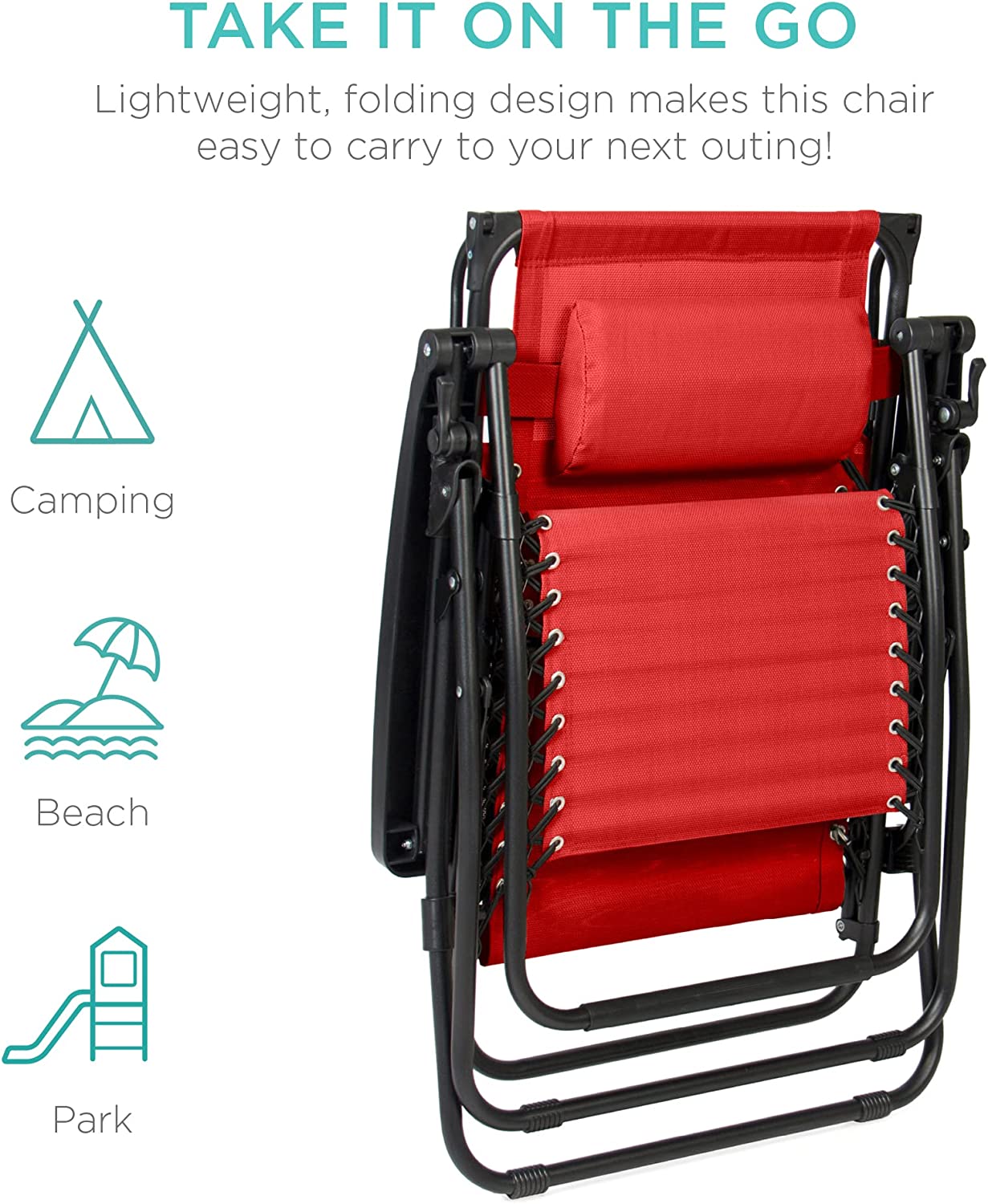 Folding Zero Gravity Outdoor Recliner Patio Lounge Chair w/Adjustable Canopy Shade, Headrest, Side Accessory Tray, Textilene Mesh - Beige