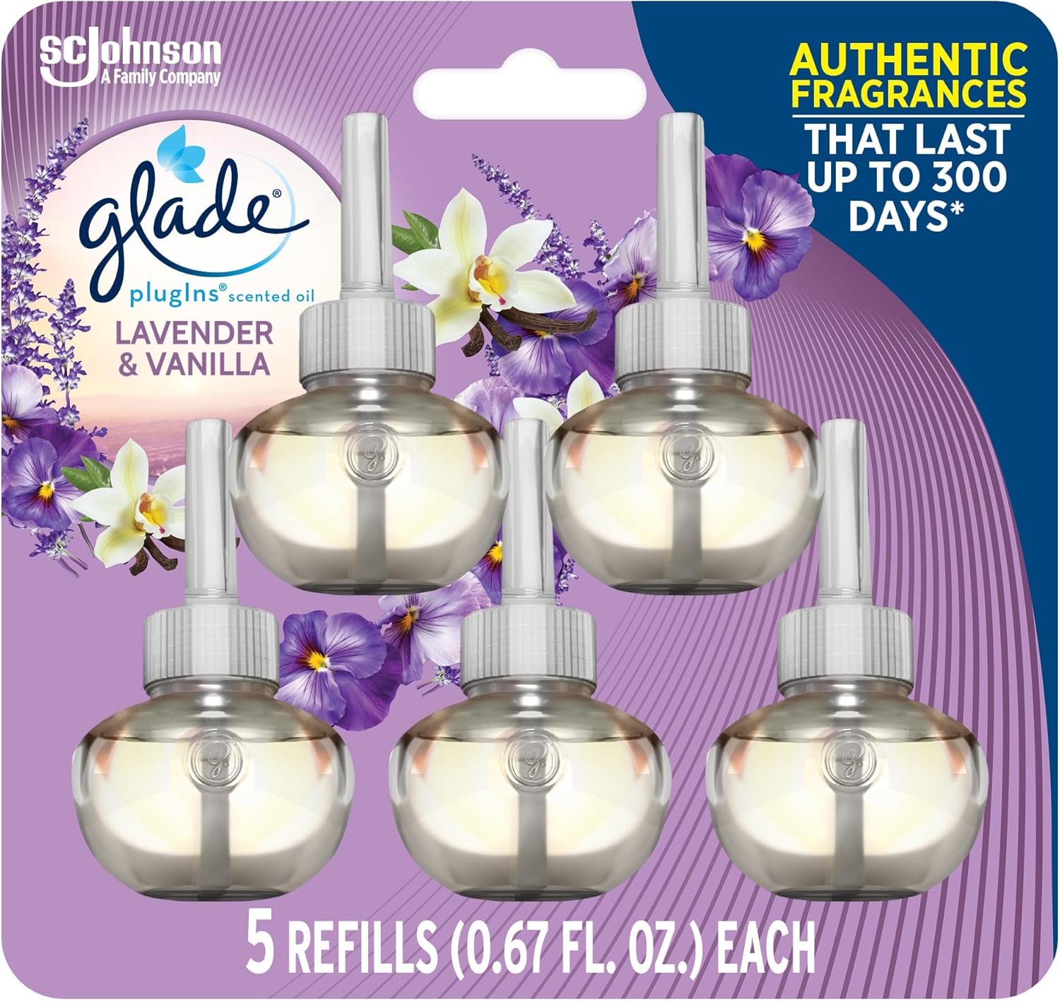 Glade PlugIns Refills Air Freshener, Scented and Essential Oils for Home and Bathroom, Apple Cinnamon, 3.35 Fl Oz, 5 Count