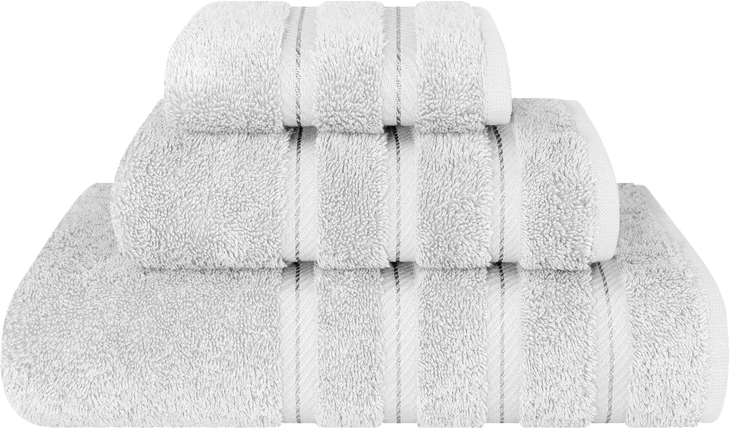 American Soft Linen Luxury 6 Piece Towel Set, 2 Bath Towels 2 Hand Towels 2 Washcloths, 100% Cotton Turkish Towels for Bathroom, Light Grey Towel Sets